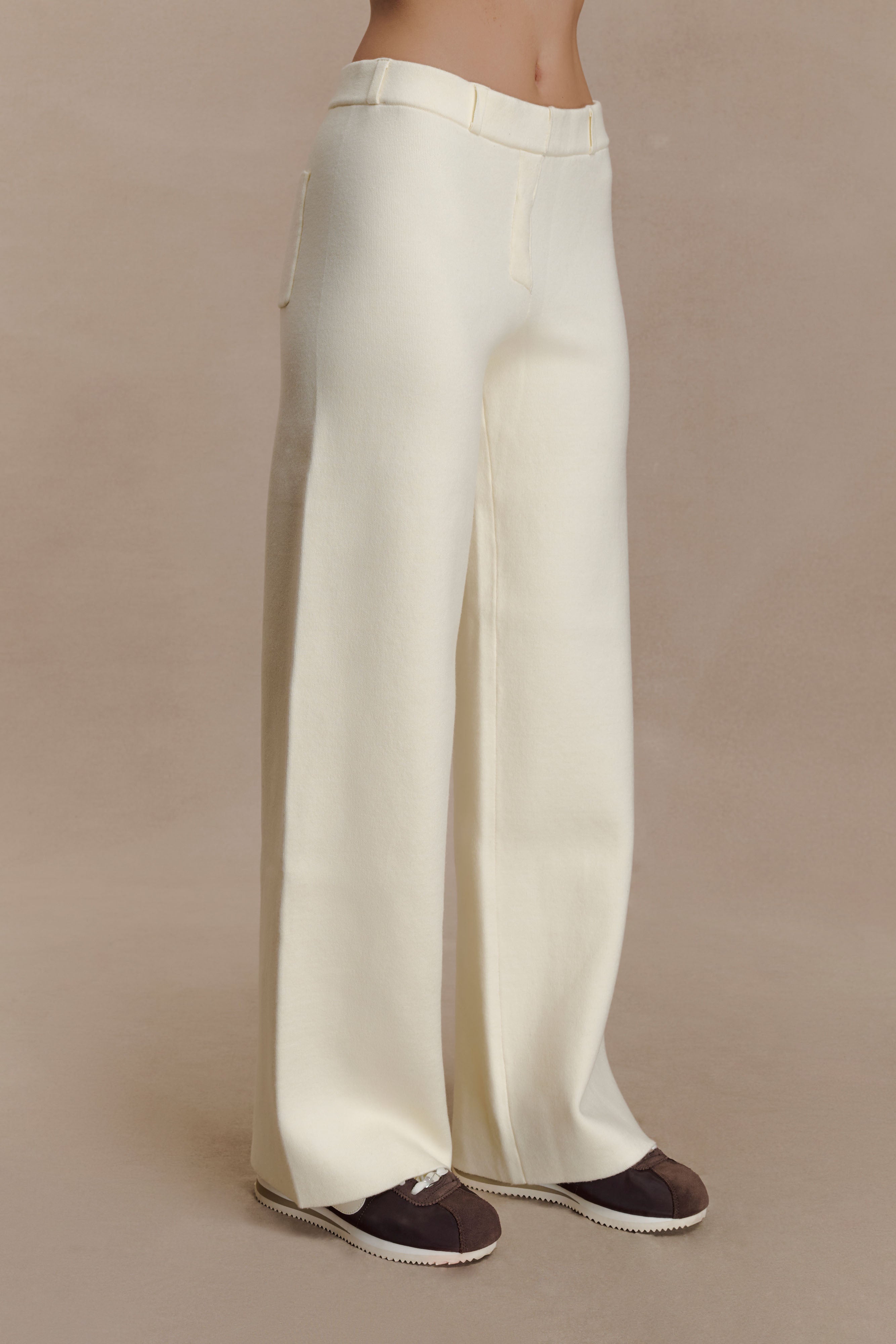 Lauren Knit Trouser - Ivory | MESHKI US