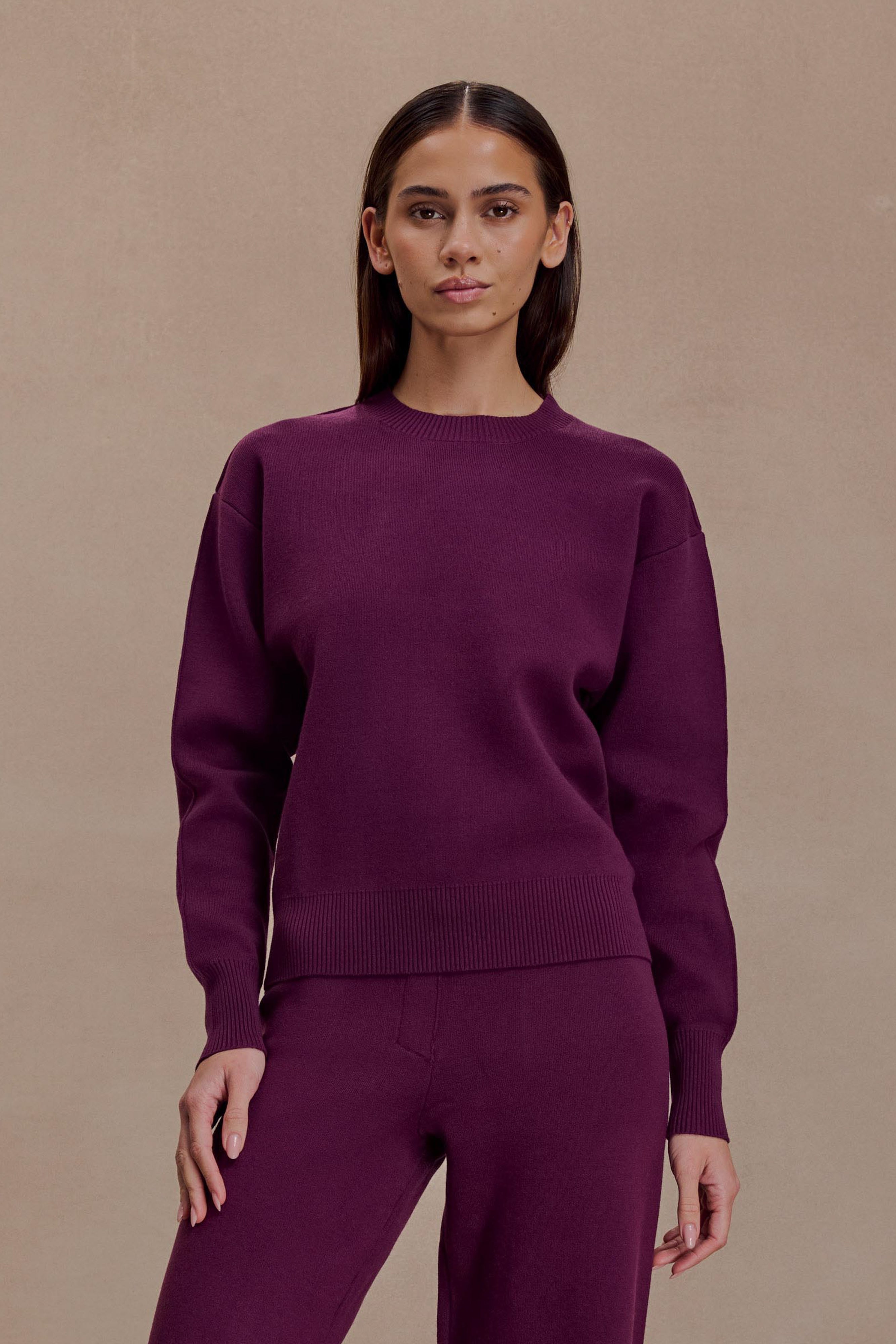 Braxton Cozy Knit Jumper - Plum | MESHKI US
