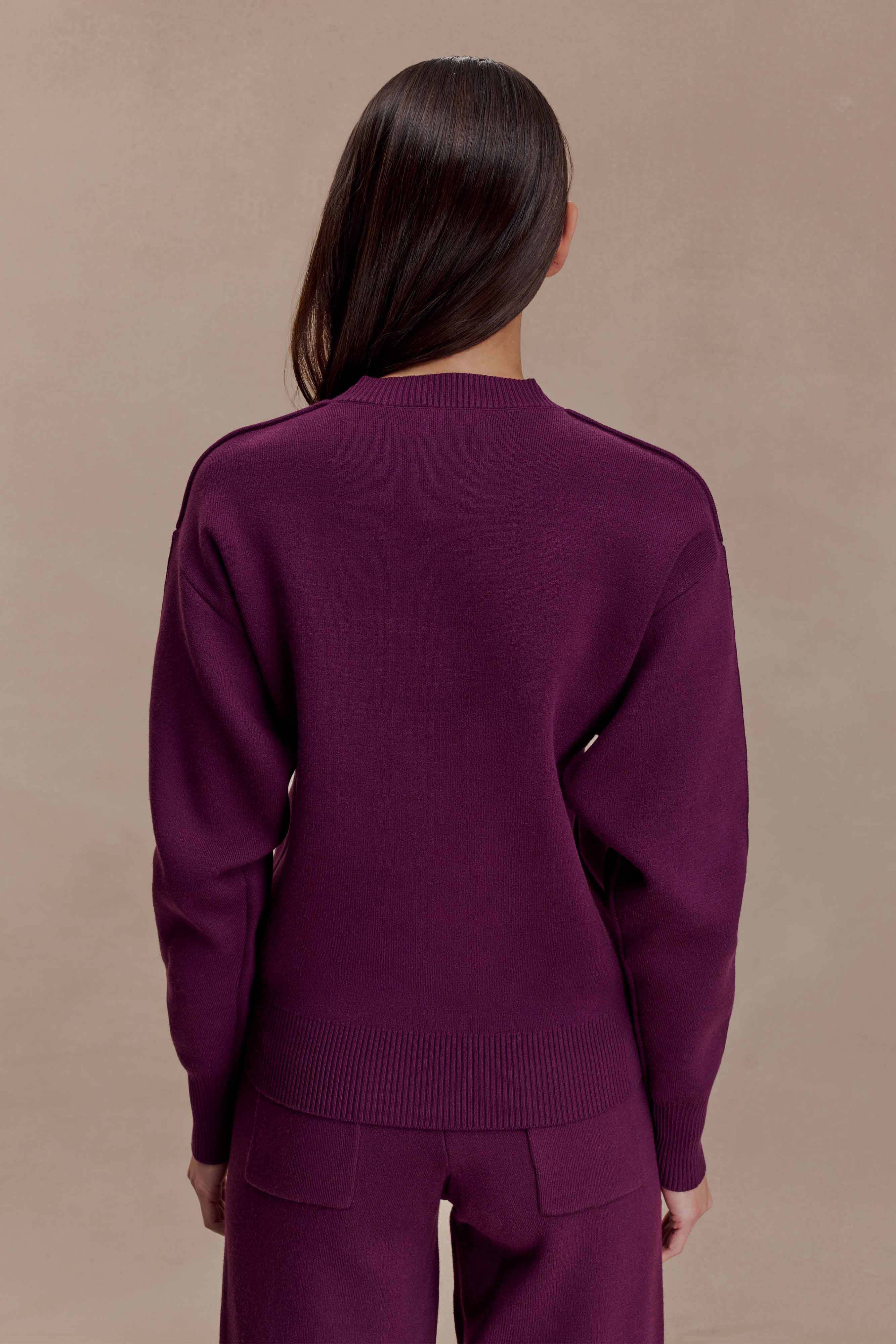 Braxton Cozy Knit Jumper - Plum | MESHKI US