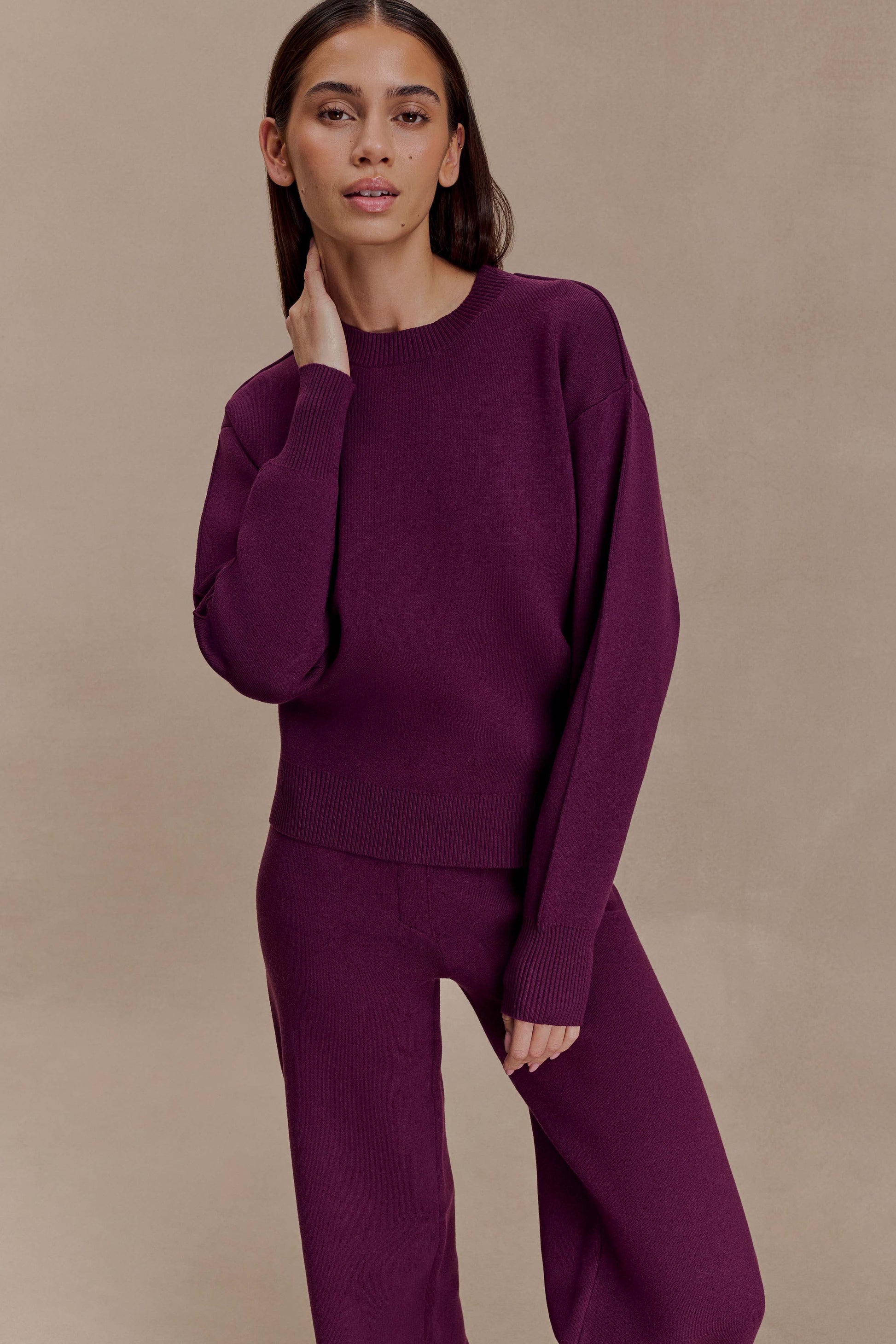 Braxton Cozy Knit Jumper - Plum #3