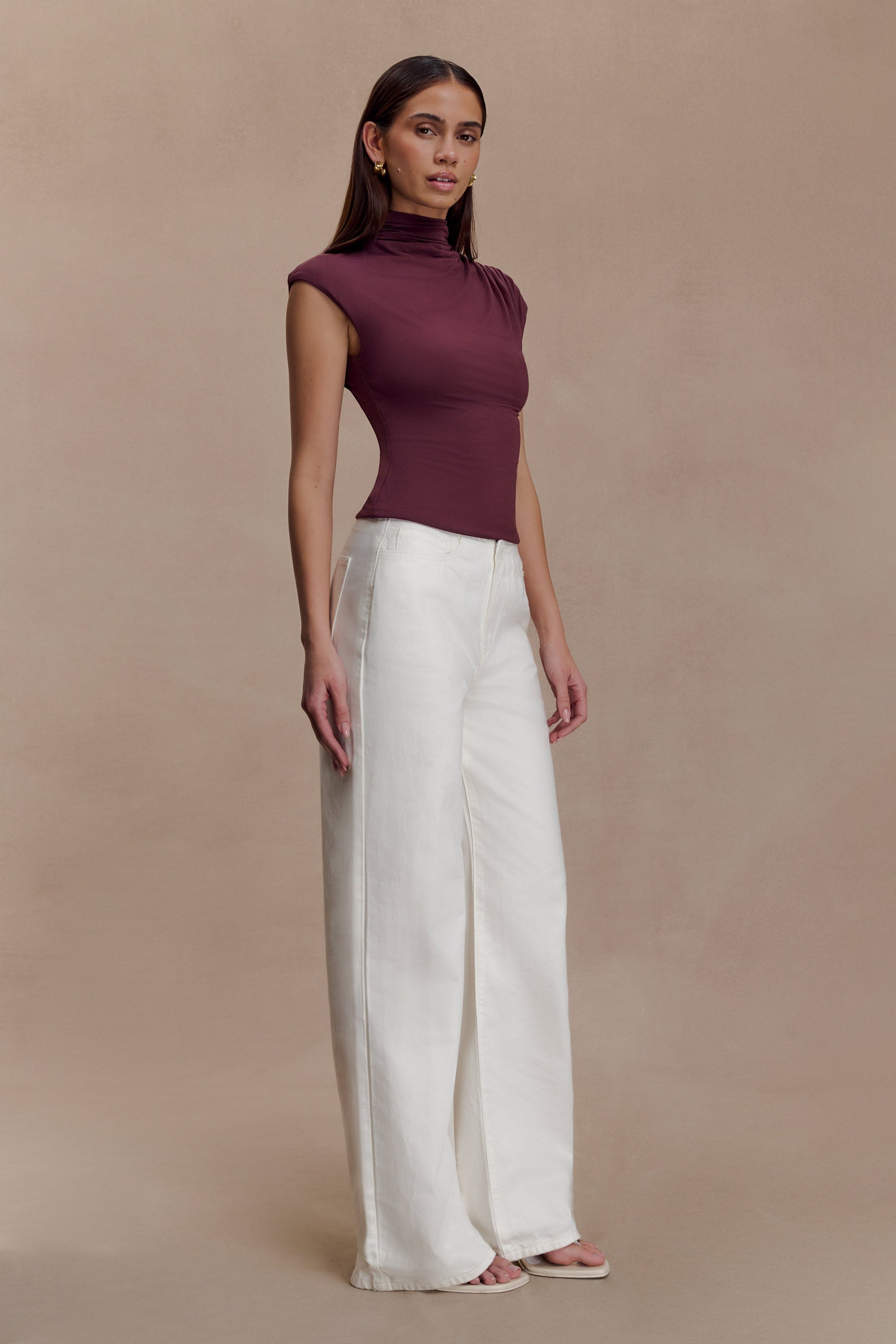 Freesia High Neck Sleeveless Top - Mahogany #3