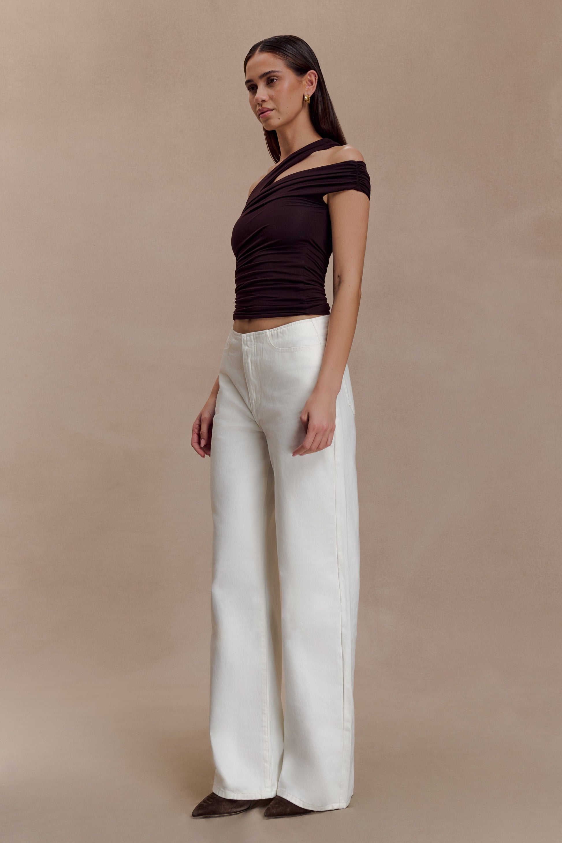 Anna One Shoulder Modal Top - Cacao Brown #3