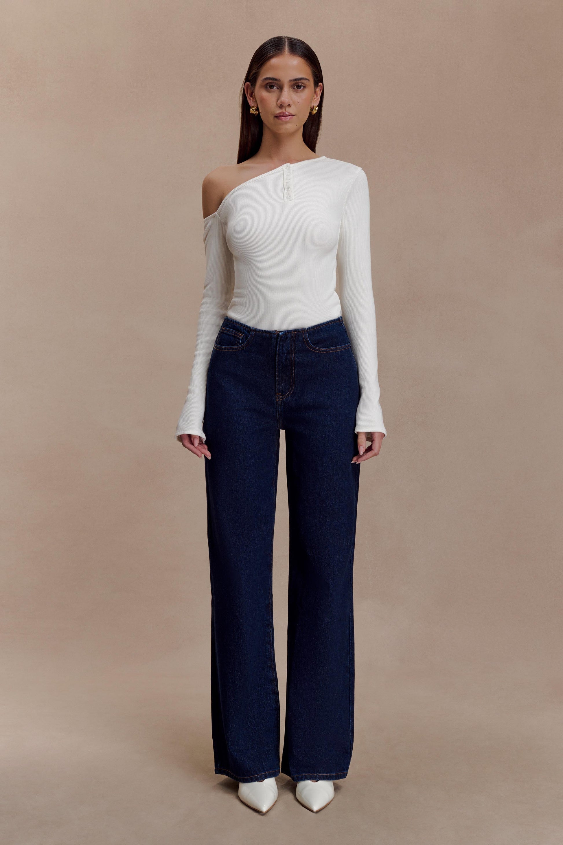 Maelle Off Shoulder Long Sleeve Top - Ivory #5