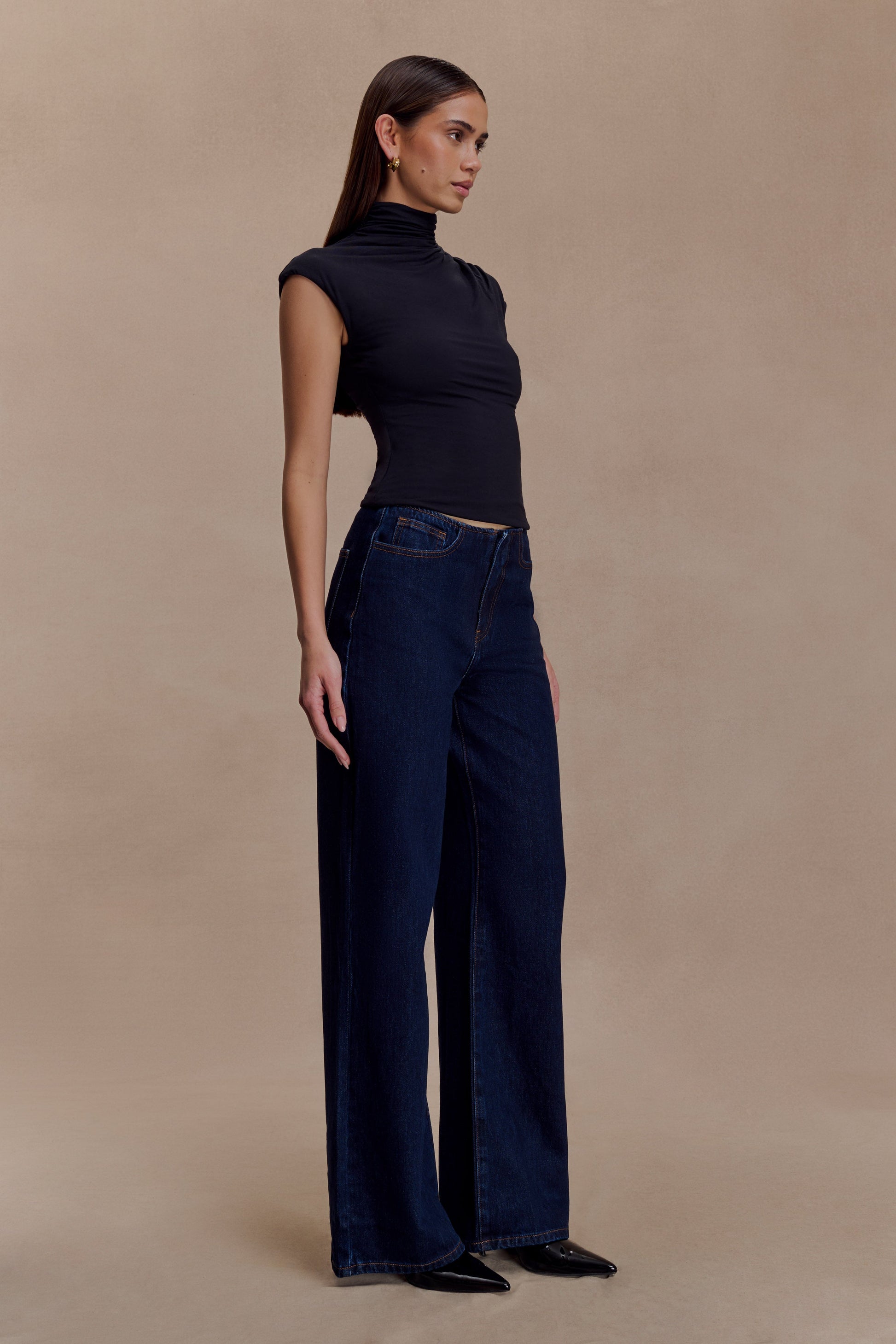 Freesia High Neck Sleeveless Top - Black #4