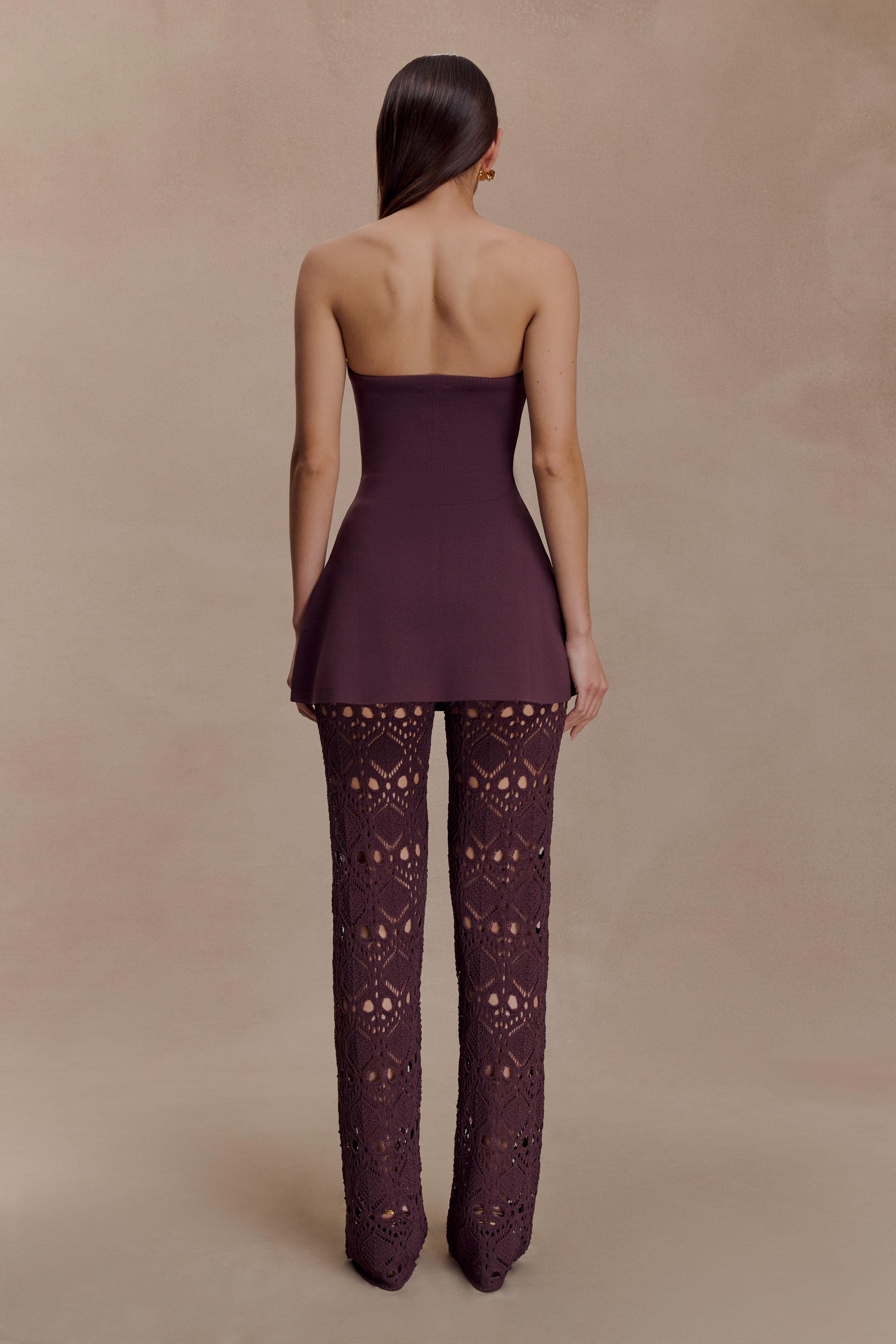 Trena Crochet Knit Pants - Chocolate | MESHKI US