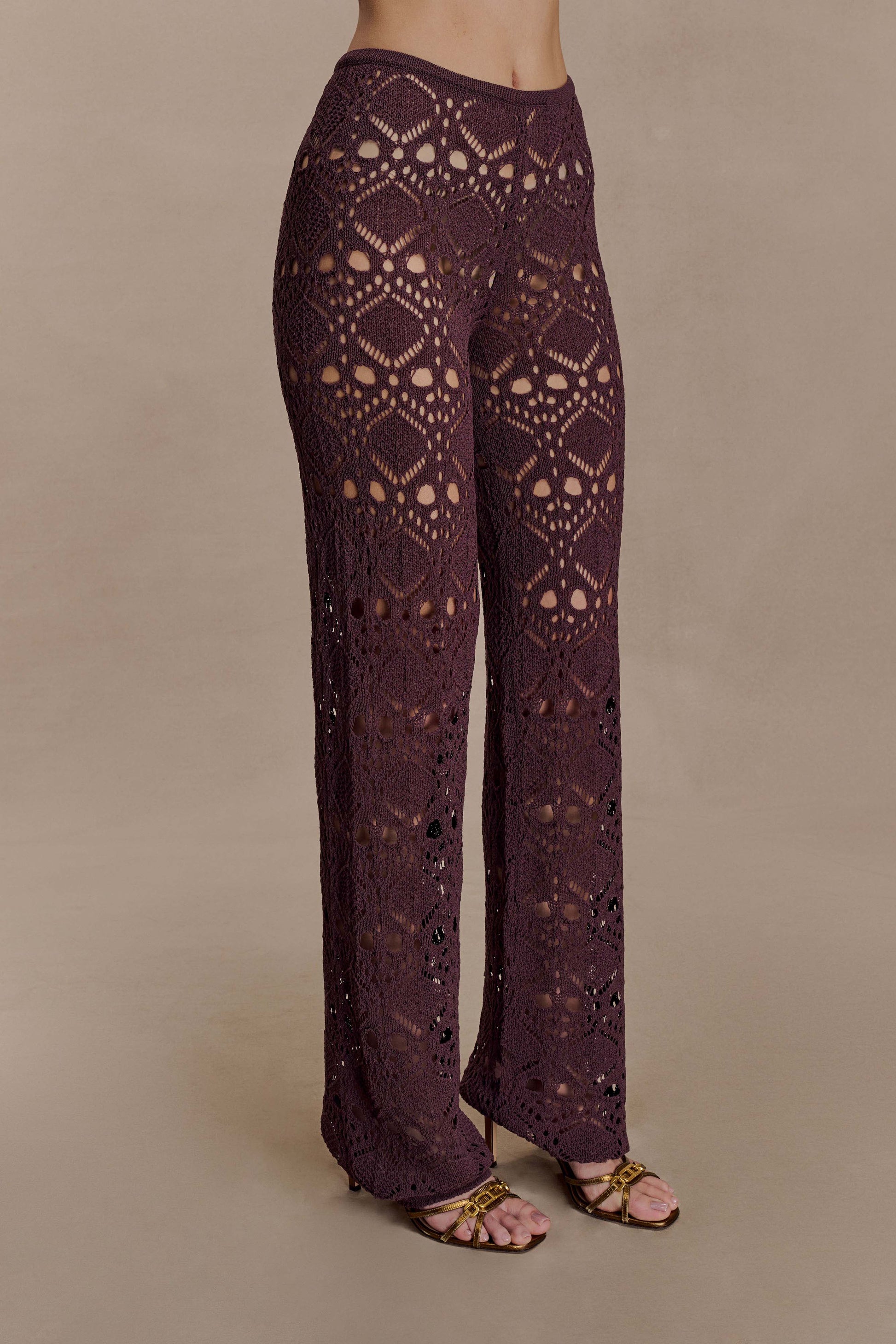 Trena Crochet Knit Pants - Chocolate #5