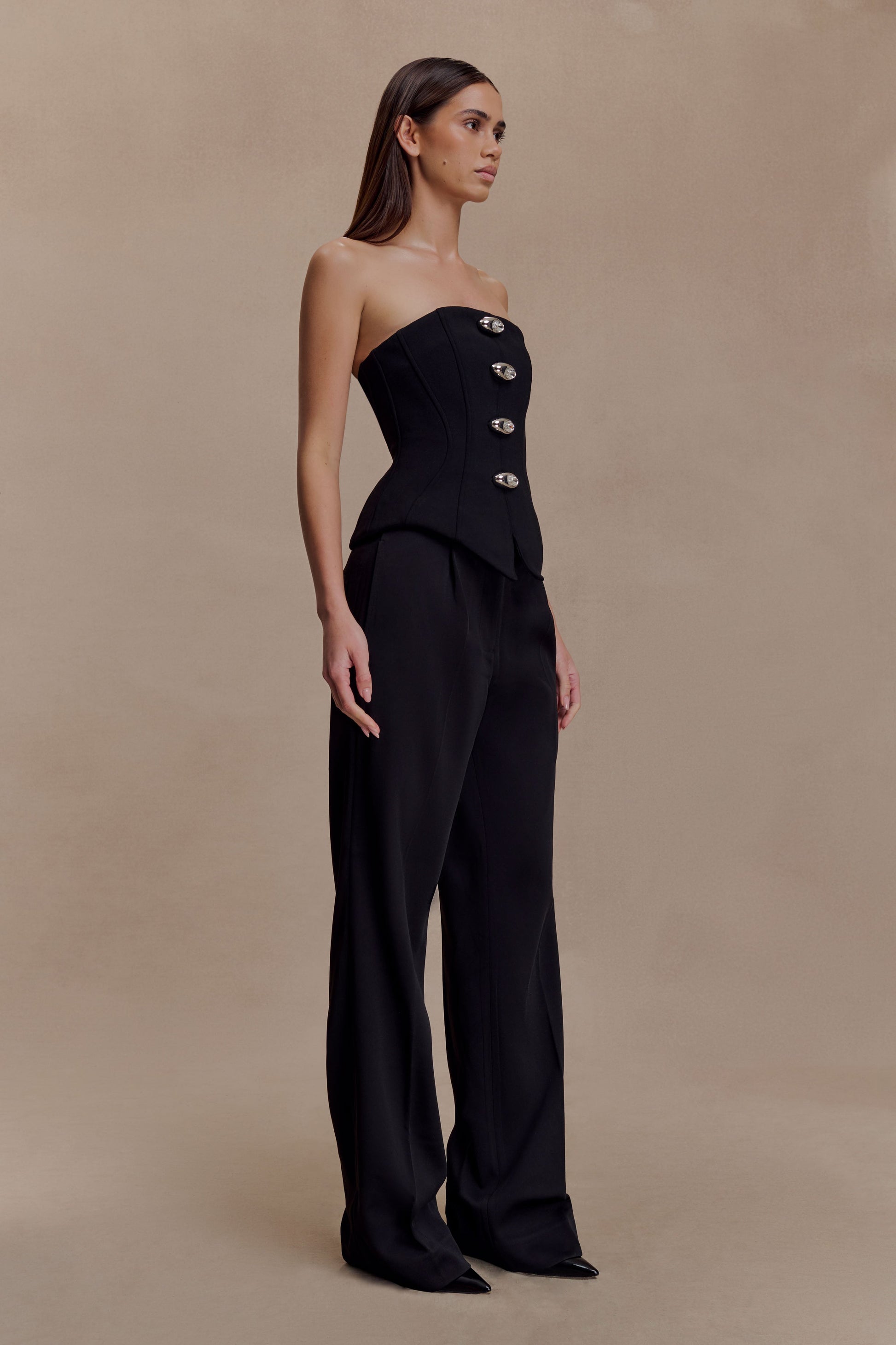 Fatima Satin Straight Leg Pant - Black #3