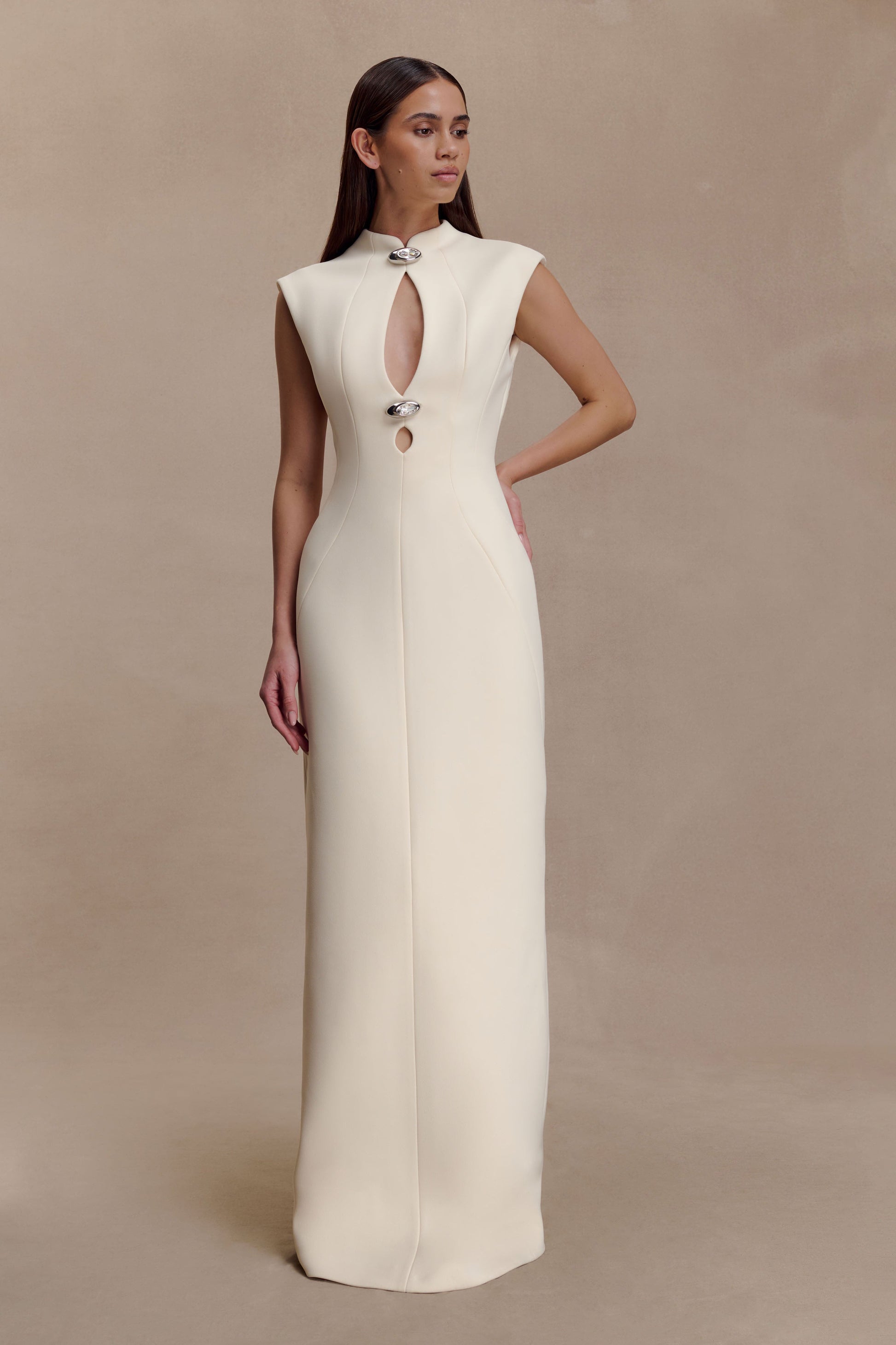 Michelle Cut Out Maxi Dress / Buttercream | MESHKI | L Michelle Cut Out Maxi Dress / Buttercream | MESHKI | L