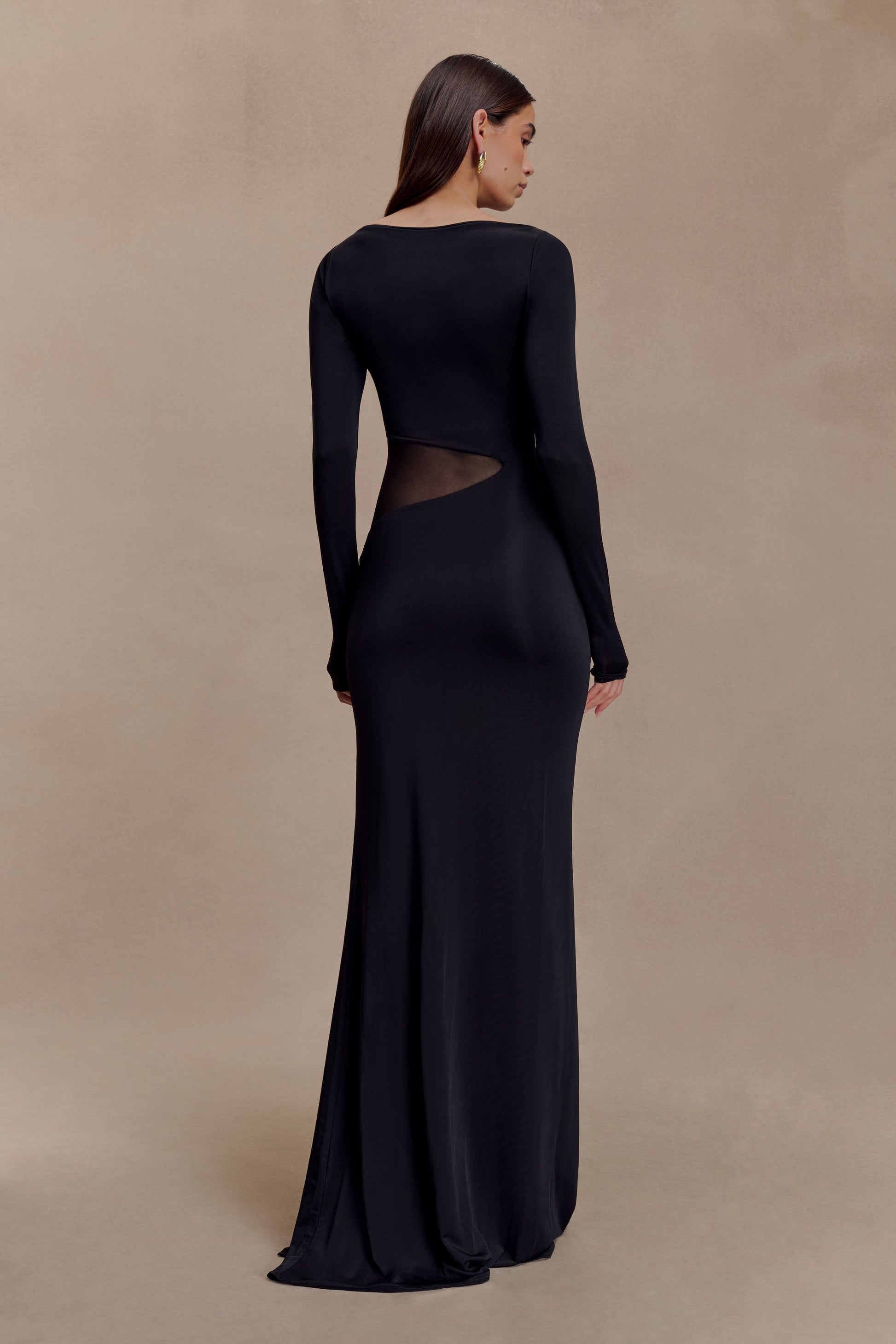 Megan Slinky And Mesh Maxi Dress - Black #2