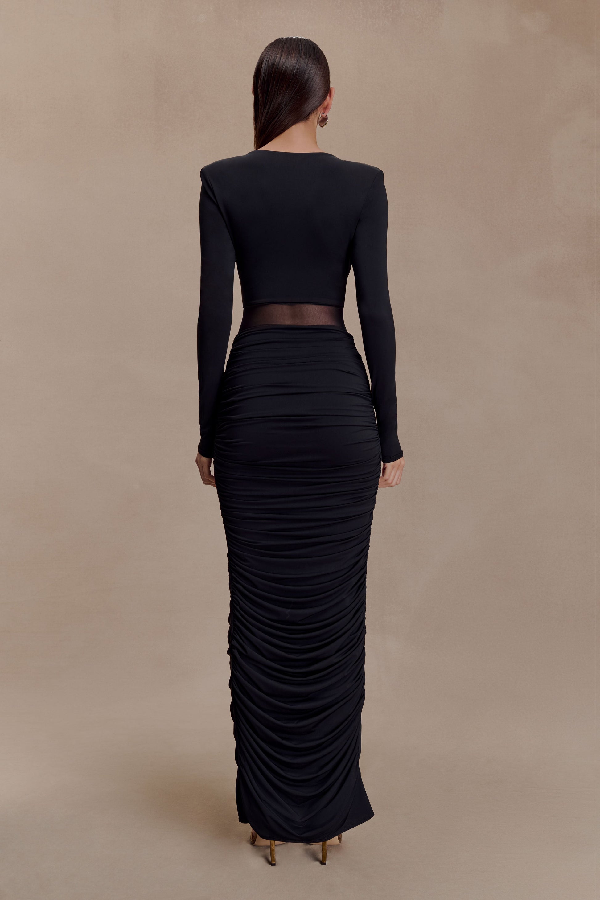 Louanne Slinky Long Sleeve Maxi Dress / Black | MESHKI | L Louanne Slinky Long Sleeve Maxi Dress / Black | MESHKI | L