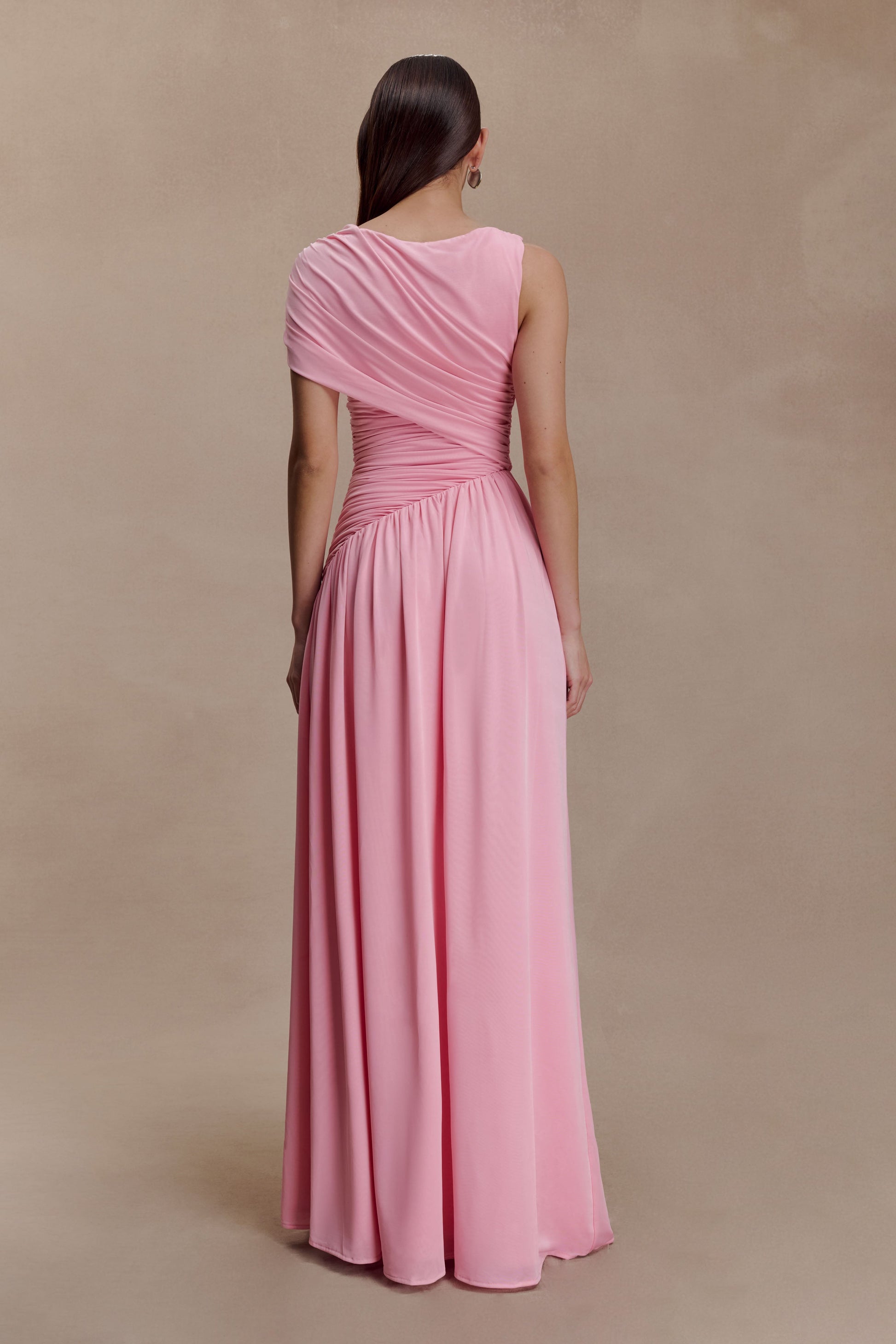 Ayeshya Slinky Asymmetric Maxi Dress - Candy Pink S Ayeshya Slinky Asymmetric Maxi Dress - Candy Pink S