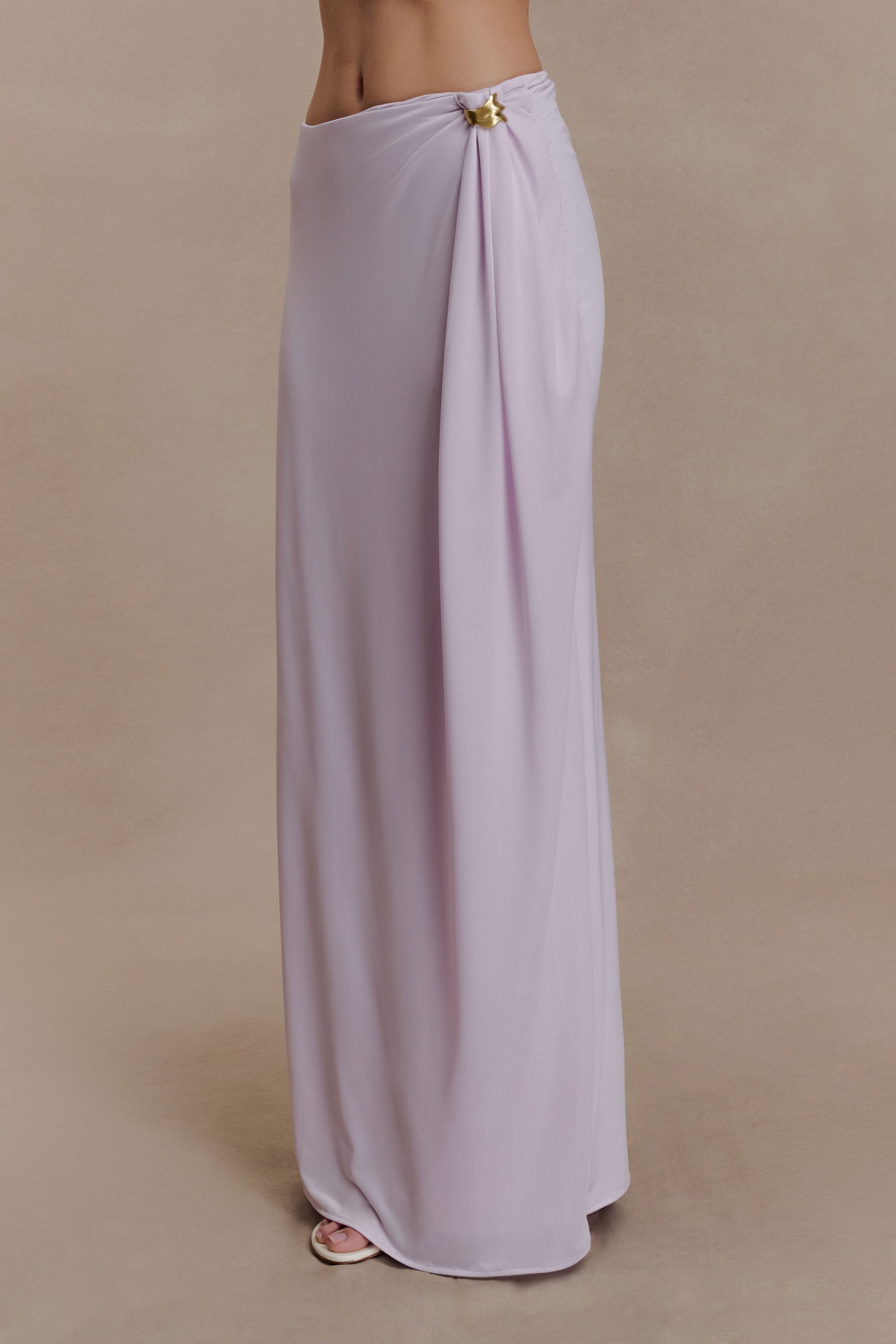 Bridget Slinky Maxi Skirt With Hardware - Dusty Lilac #4