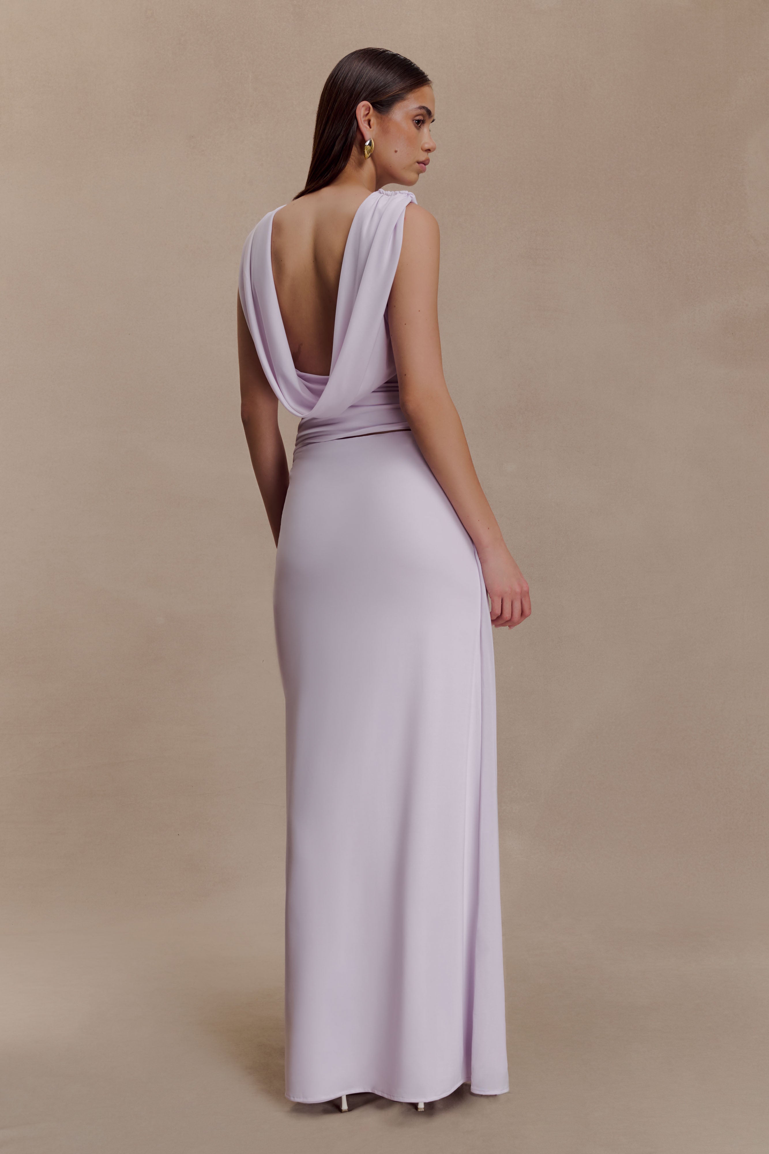 Bridget Slinky Maxi Skirt With Hardware - Dusty Lilac | MESHKI US