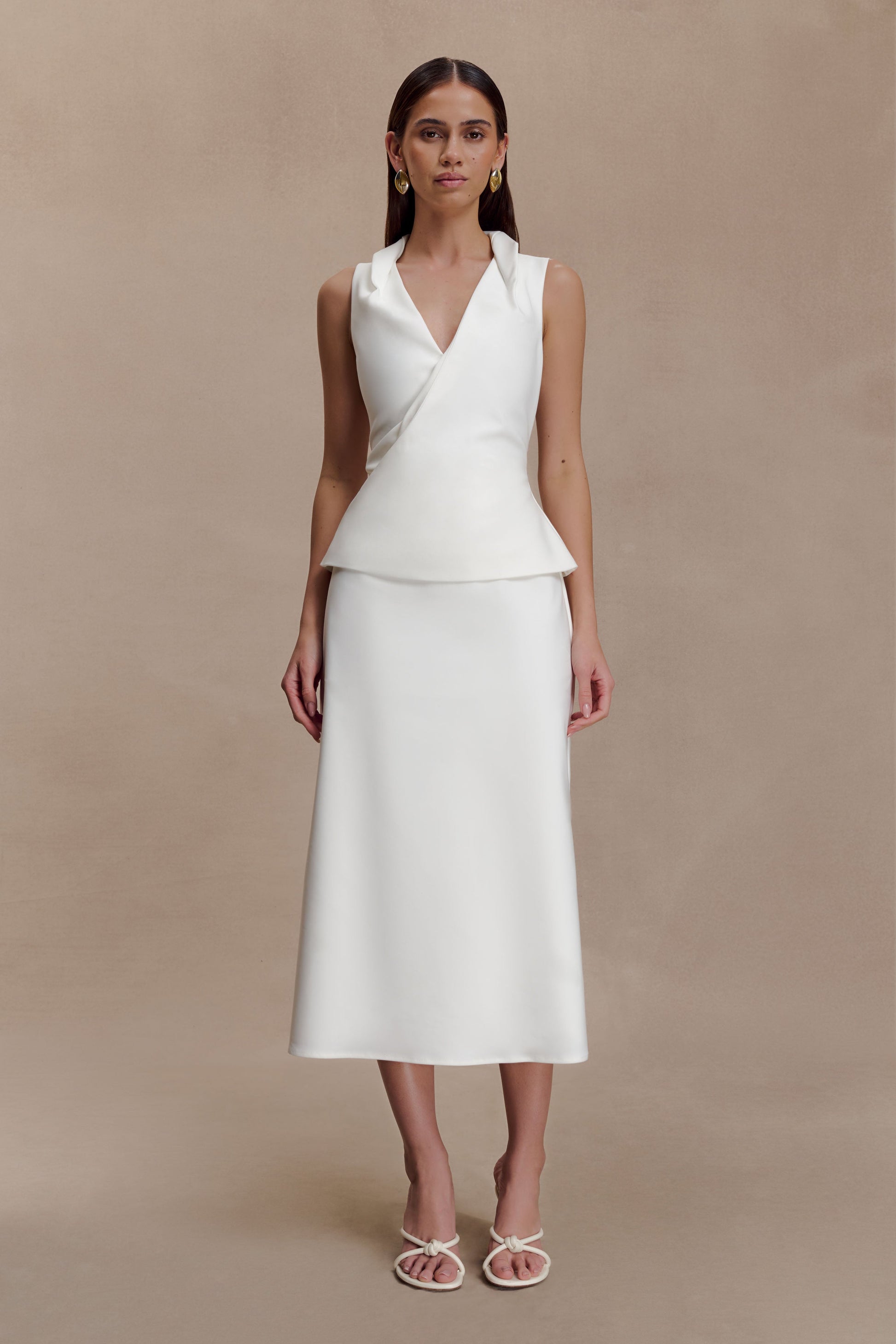 Yanina Cotton Halter Midi Dress / White | MESHKI | XL Yanina Cotton Halter Midi Dress / White | MESHKI | XL