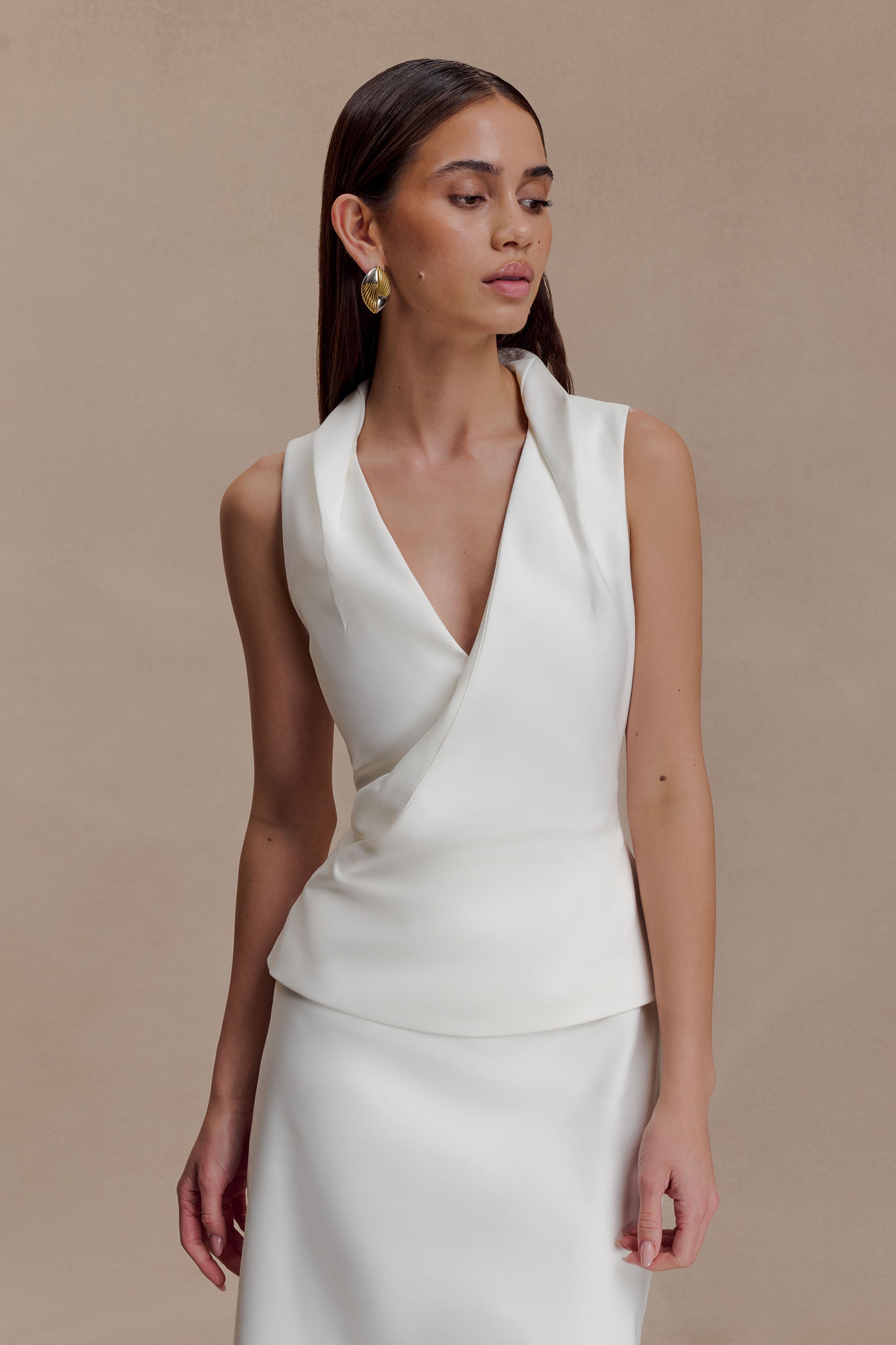 Yanina Cotton Halter Midi Dress - White | MESHKI US Yanina Cotton Halter Midi Dress - White | MESHKI US