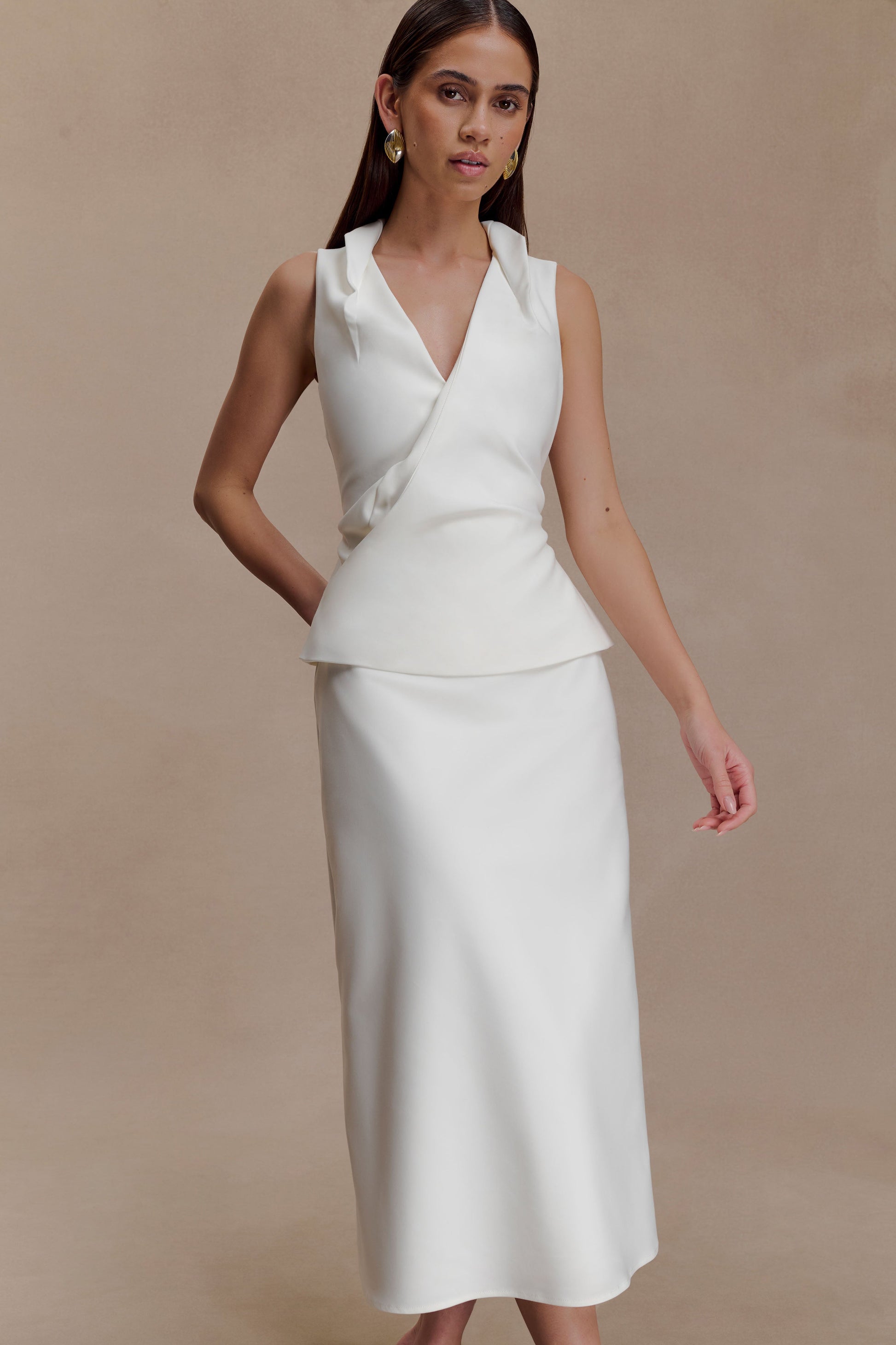 cotton halter midi dress White 100% Cotton Halter Neck Tier Midi Dress 38" / Tall (5'7" and above)