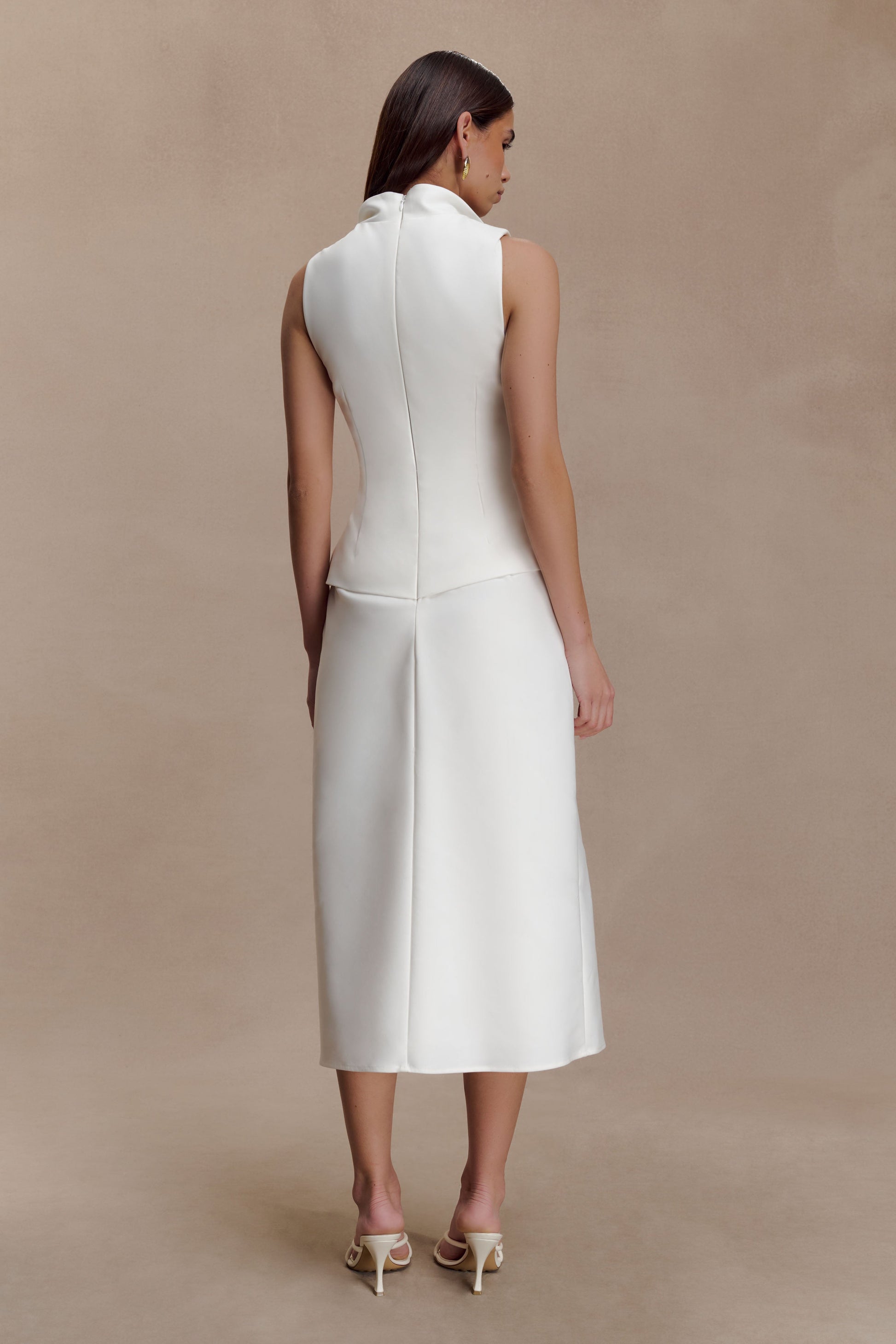 Yanina Cotton Halter Midi Dress / White | MESHKI | XL Yanina Cotton Halter Midi Dress / White | MESHKI | XL