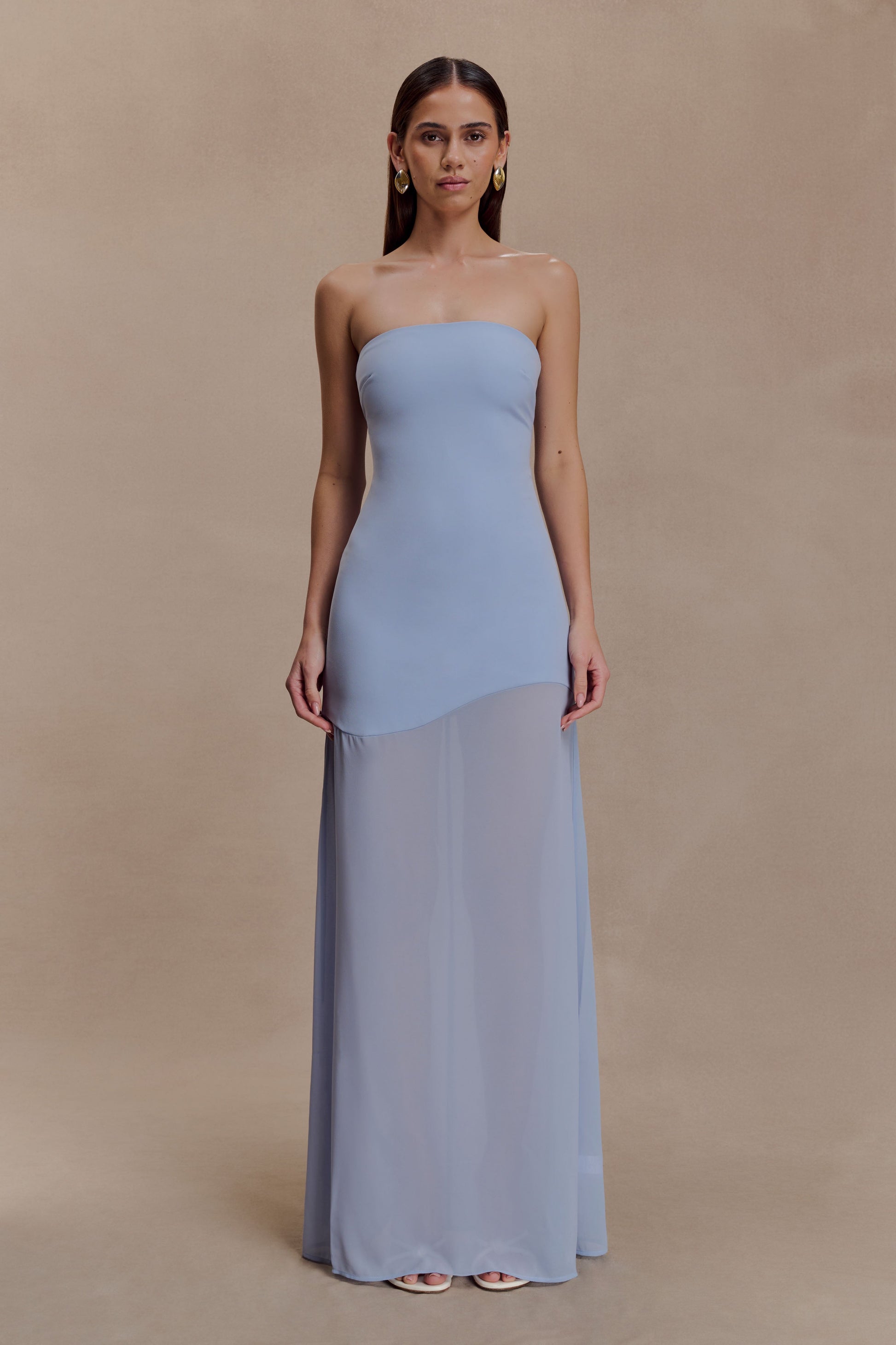 Mason Crepe And Chiffon Maxi Dress / Powder Blue | MESHKI