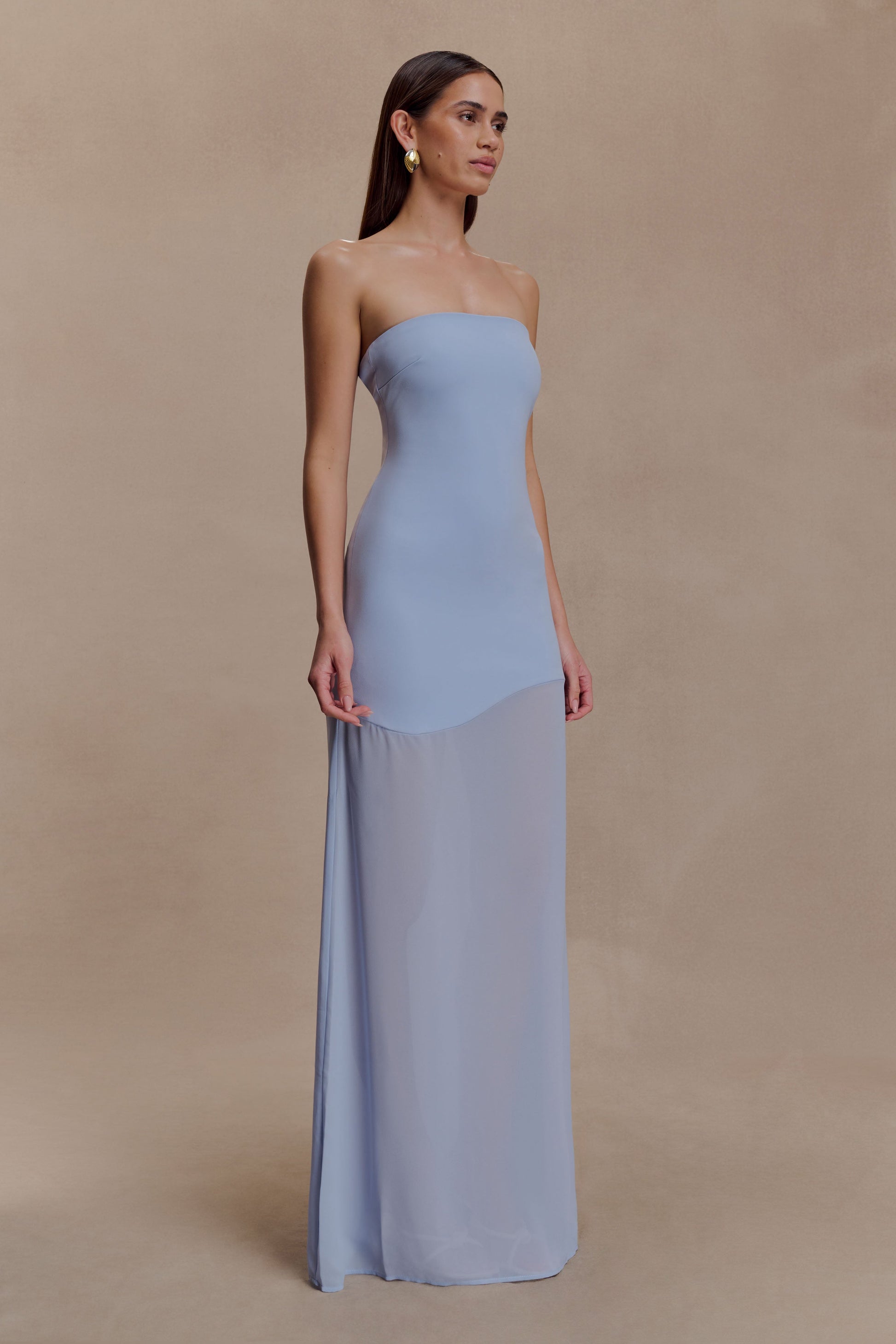 Mason Crepe And Chiffon Maxi Dress / Powder Blue | MESHKI