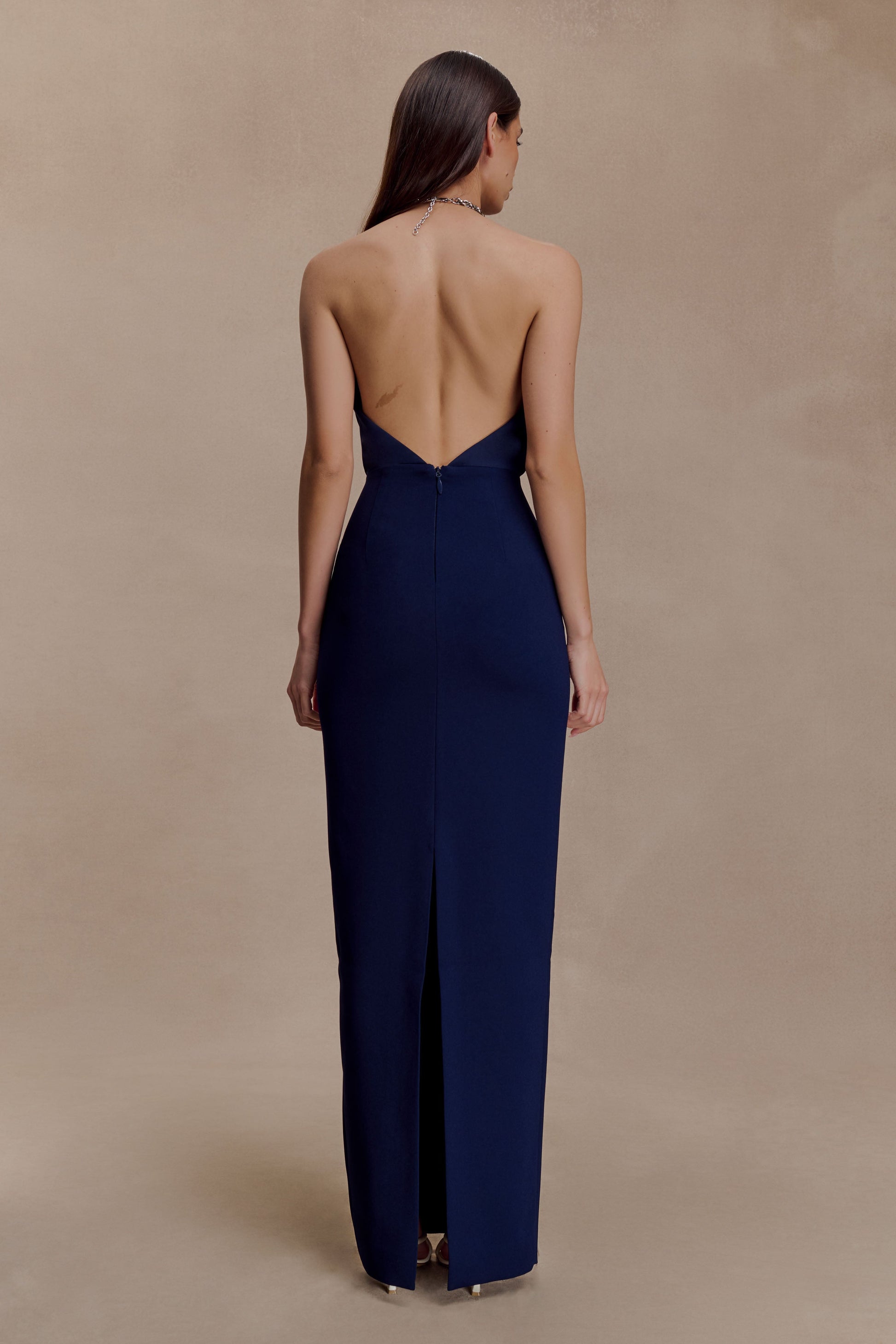 Elina Satin Necklace Maxi Dress - Navy #2