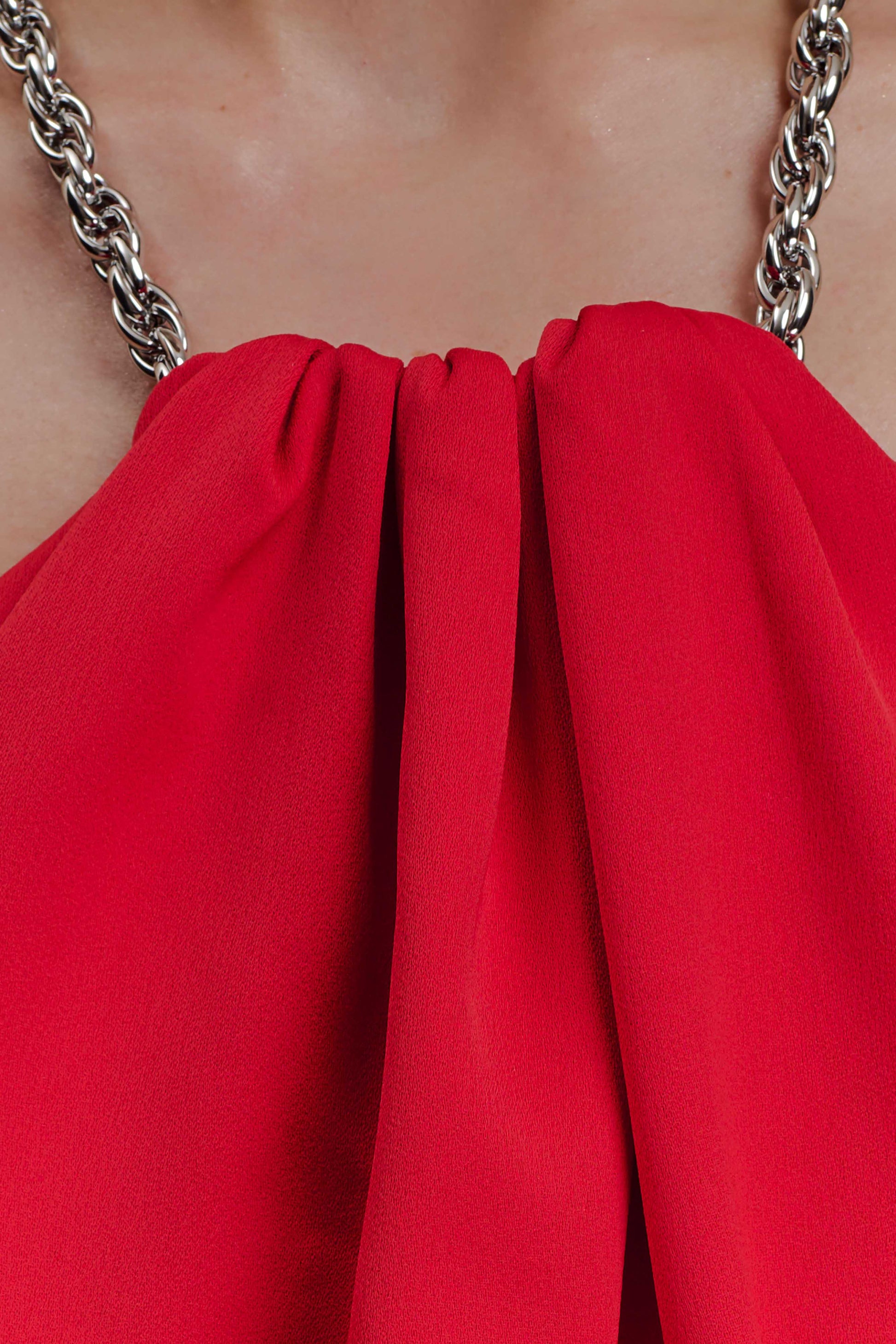 Elina Satin Necklace Maxi Dress - Red #4