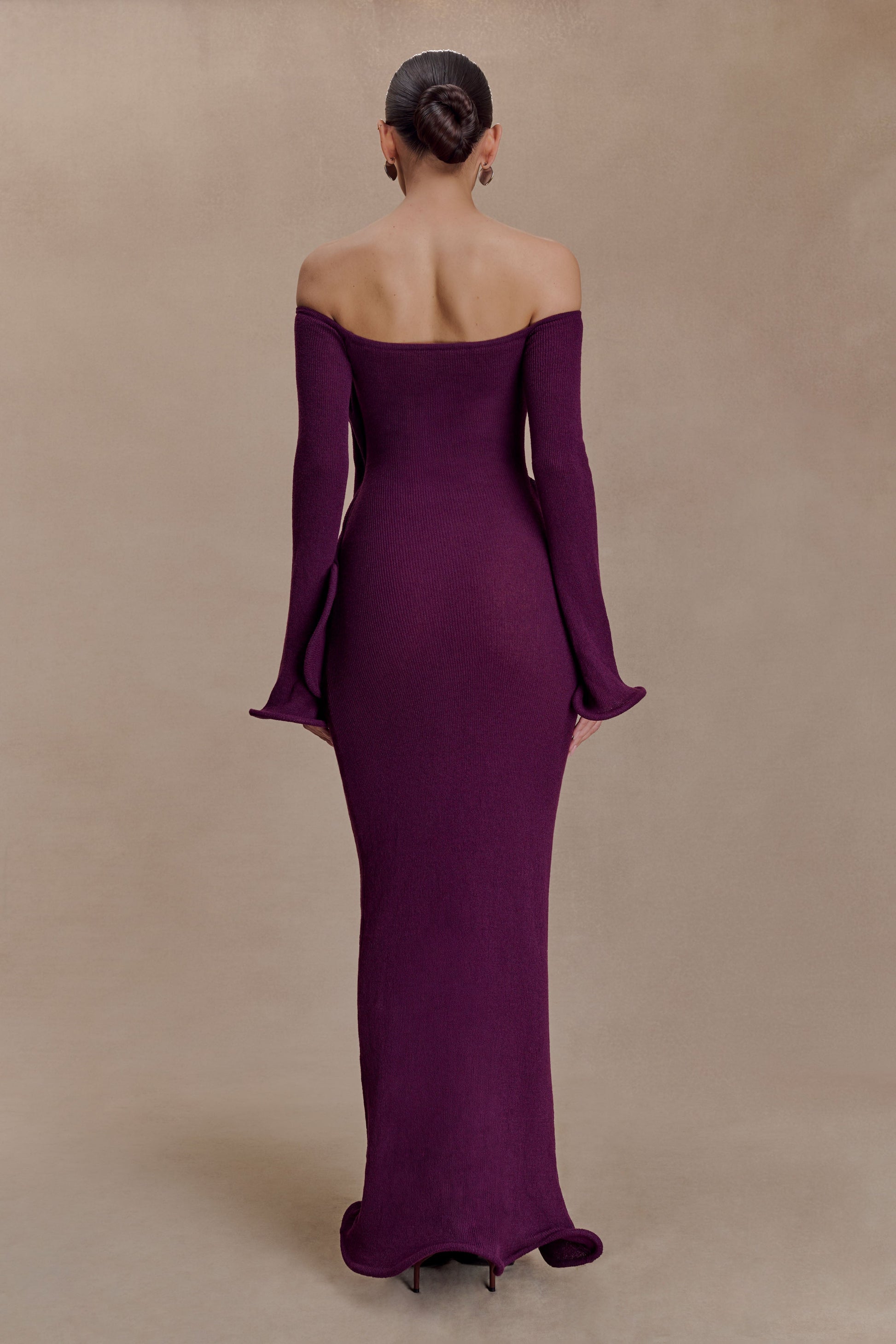 Sandrine Off Shoulder Knit Maxi Dress - Plum #2