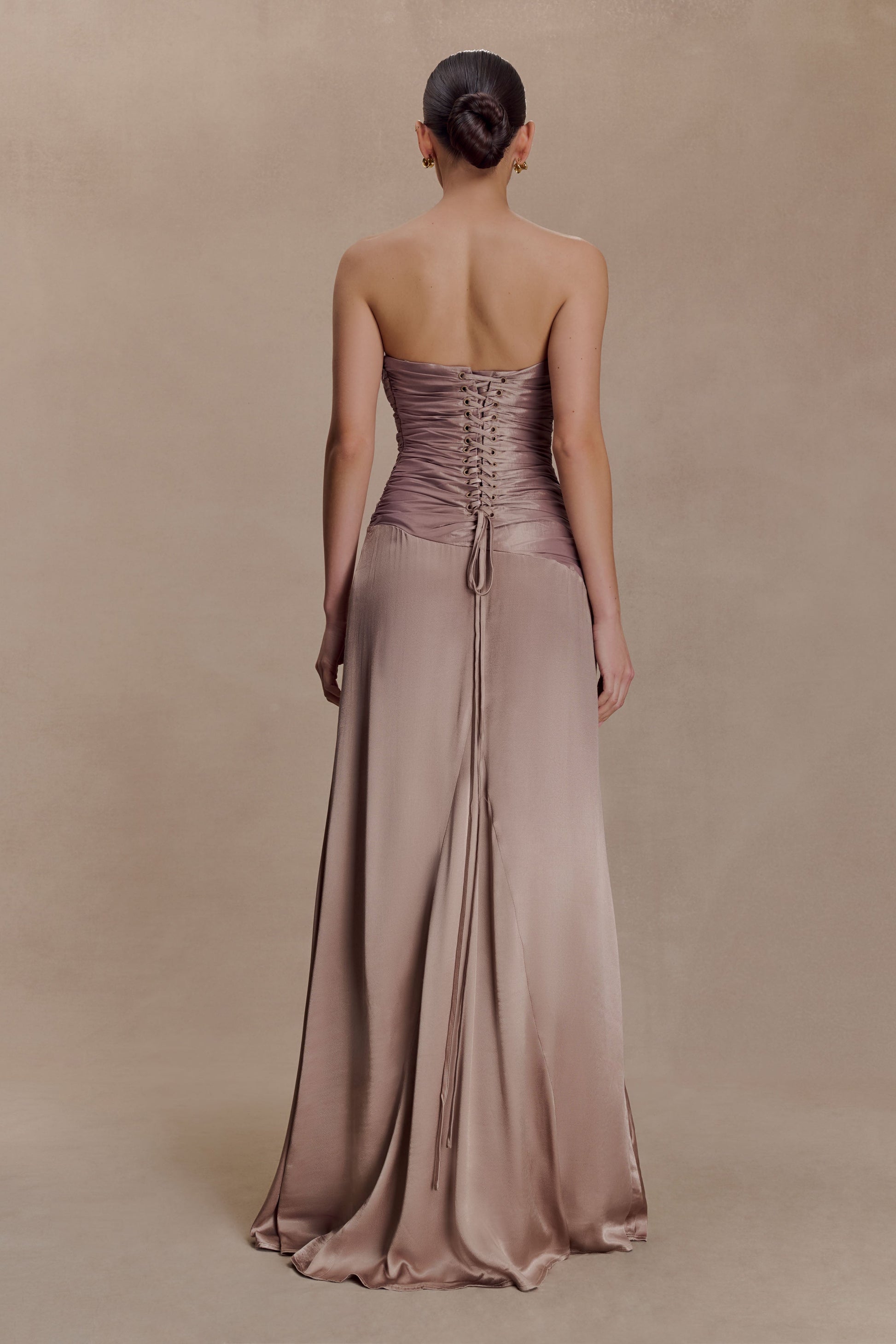 Serena Strapless Taffeta Maxi Dress - Bronze Taupe #7