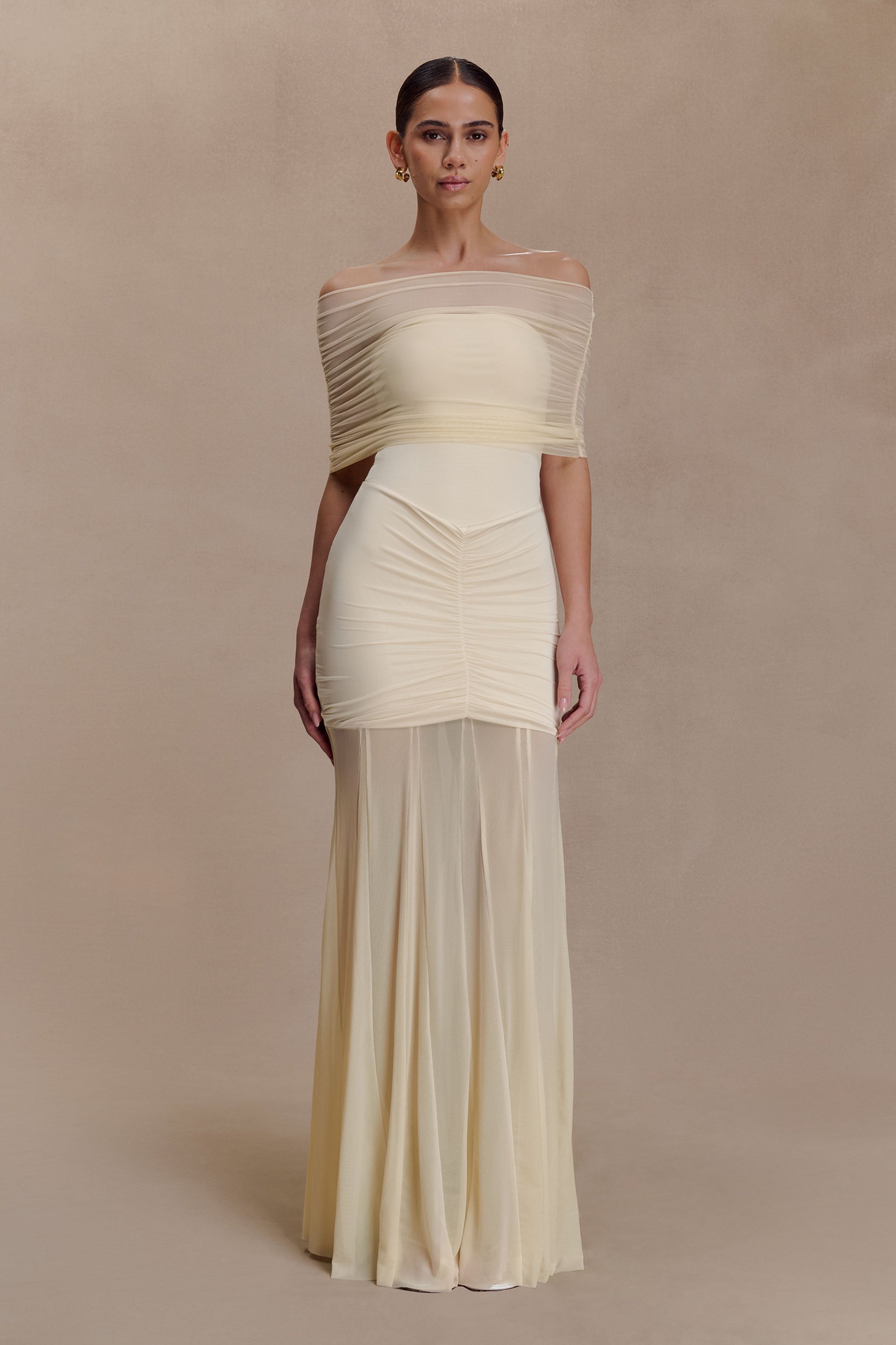mesh off the shoulder dress Aqaba Off-Shoulder Maxi Black offering just the right hint of skin while maintaining elegance Caspian Slinky And Mesh Off