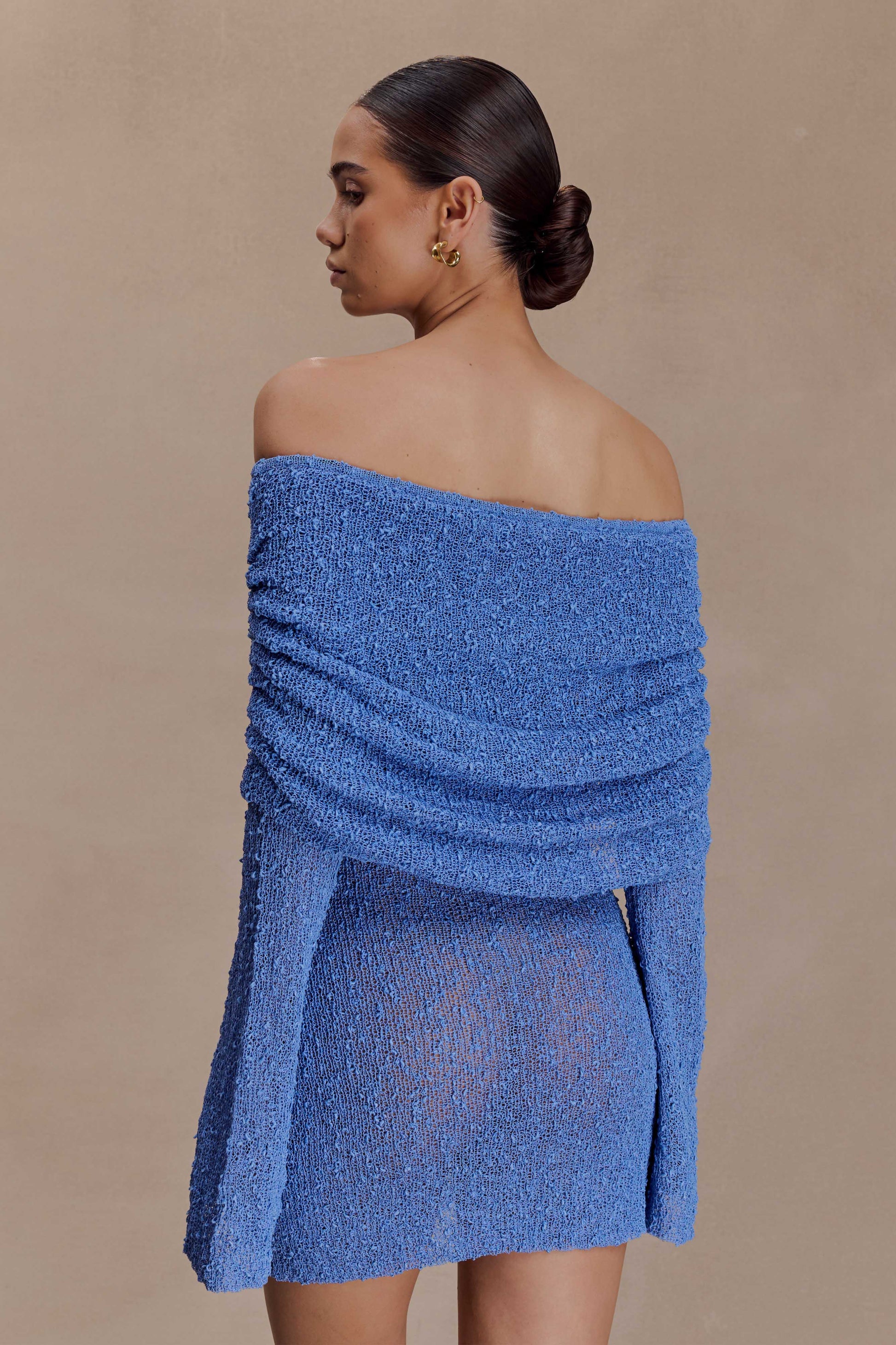 Marisol Off Shoulder Boucle Mini Dress - Periwinkle #6