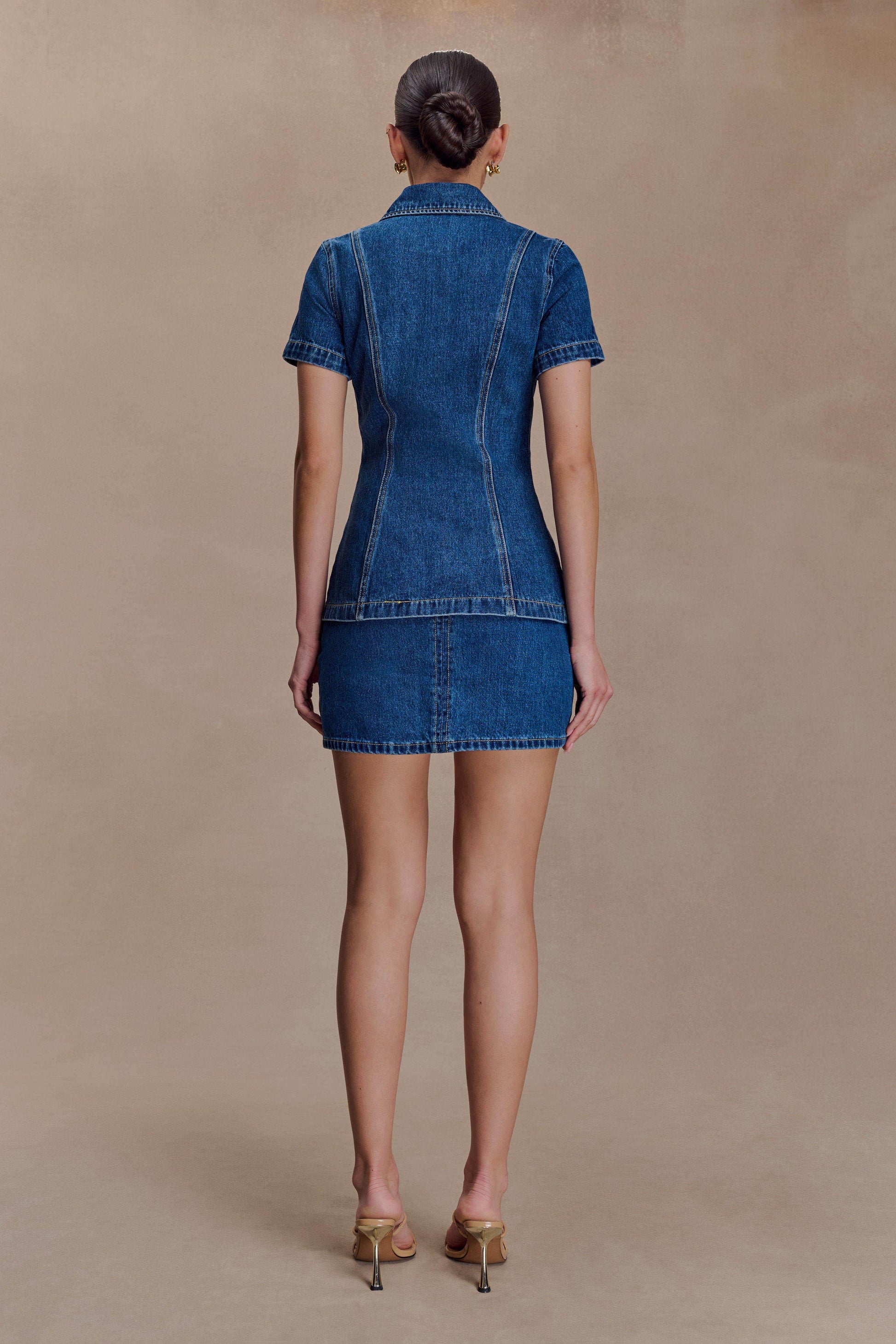 Ellie Denim Short Sleeve Top - Dark Blue #5