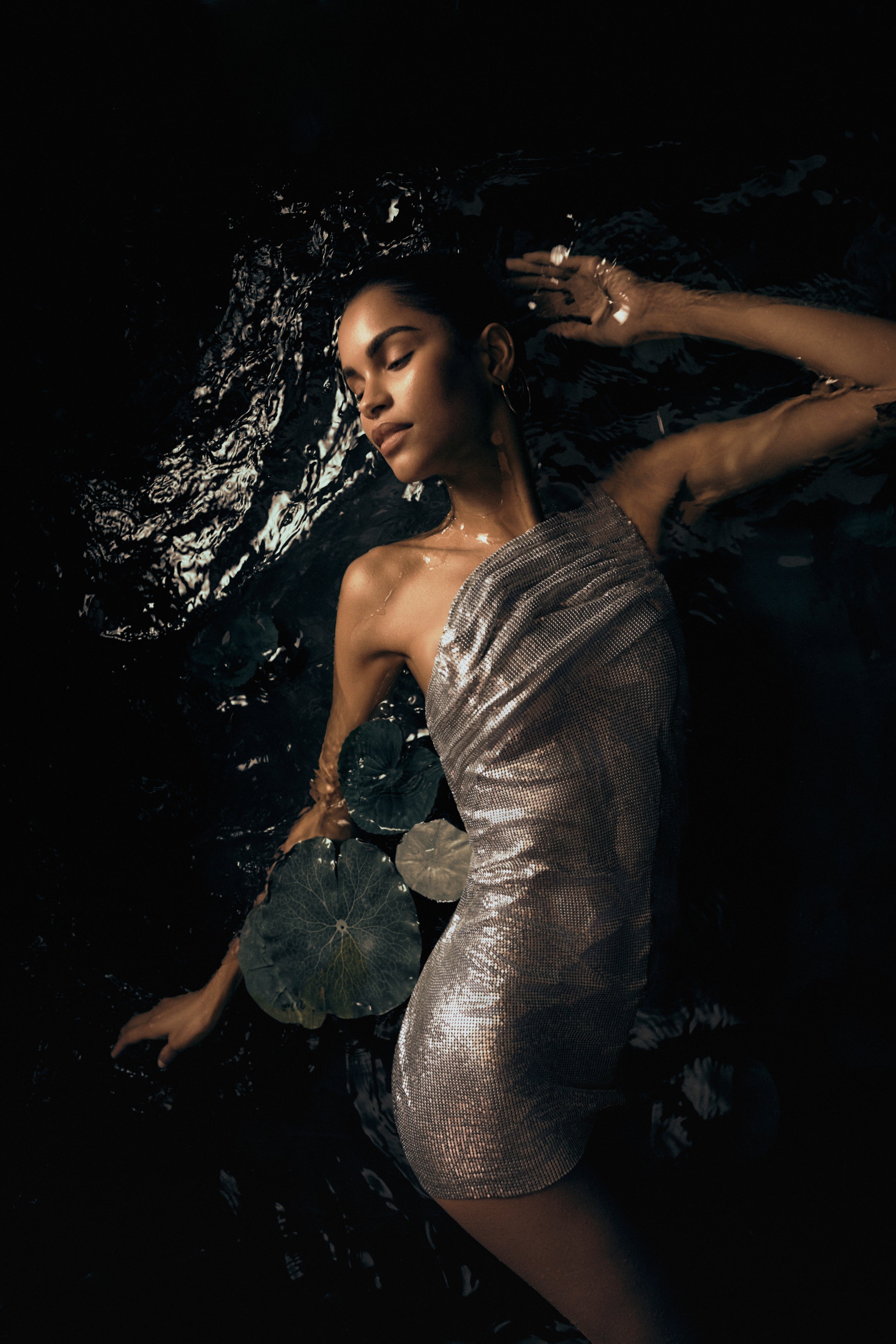 Lyle One Shoulder Glow Mesh Mini Dress - Silver | MESHKI US