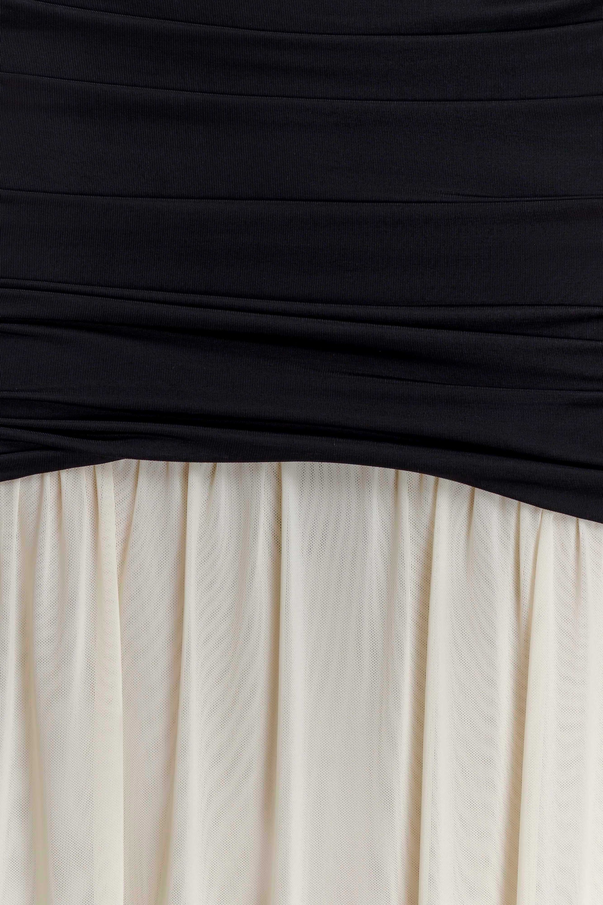 Hailee Slinky And Mesh Halter Maxi Dress - Black/White #6