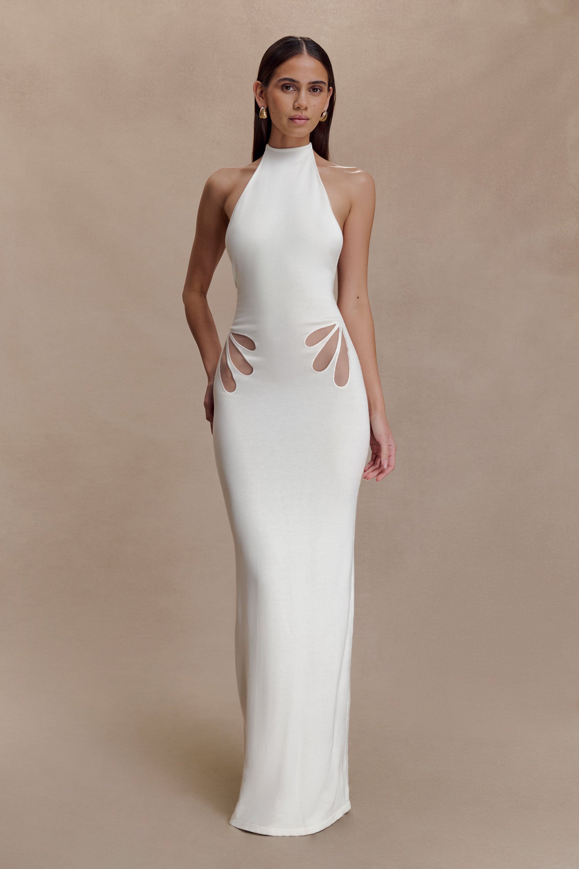Brock Knit Halter Maxi Dress / White | MESHKI | M Brock Knit Halter Maxi Dress / White | MESHKI | M