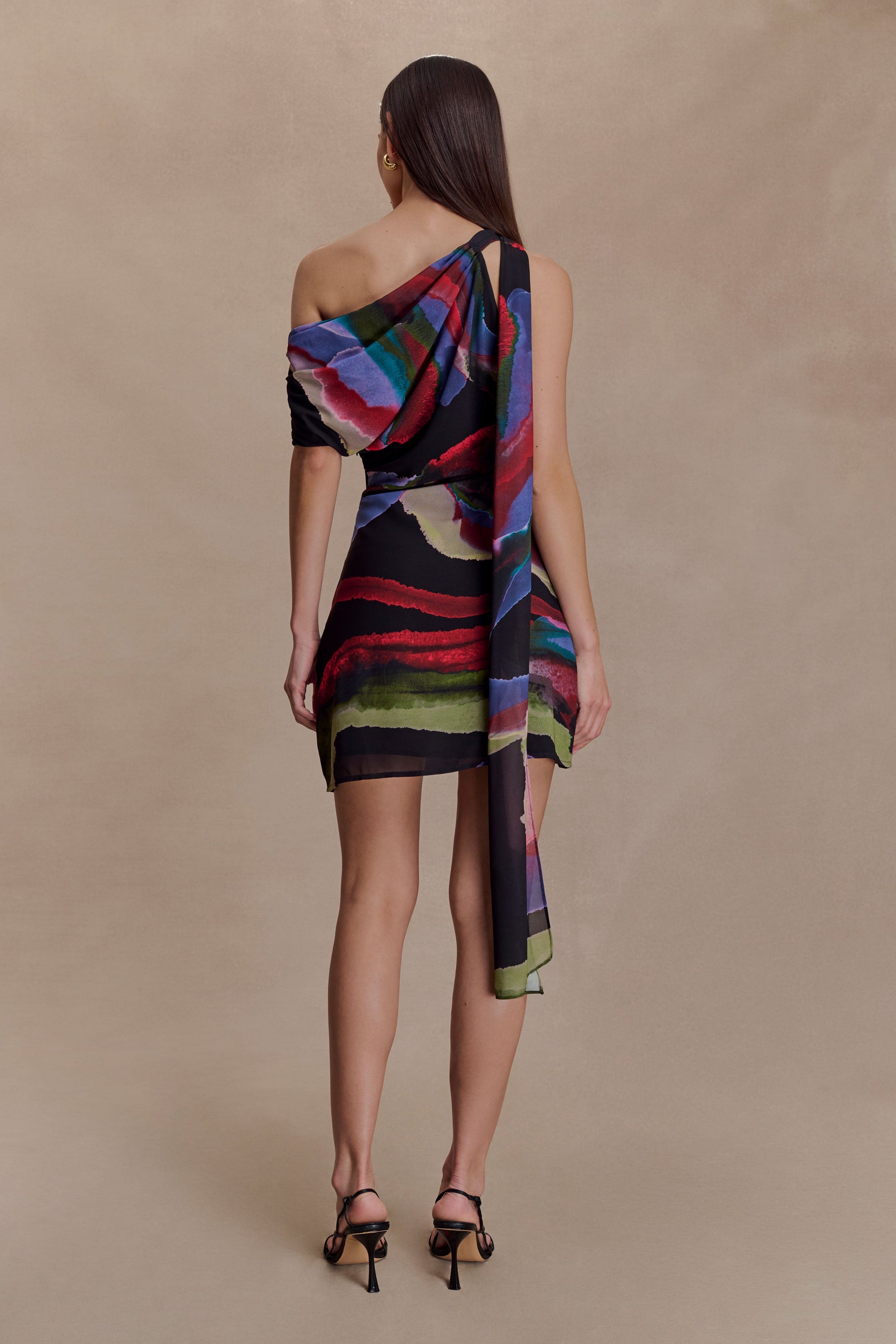 dress chiffon mini print MissJophiel Corset Floral Print Chiffon Mini Dress with Puff Sleeves Floral Print / Floor Length / US10