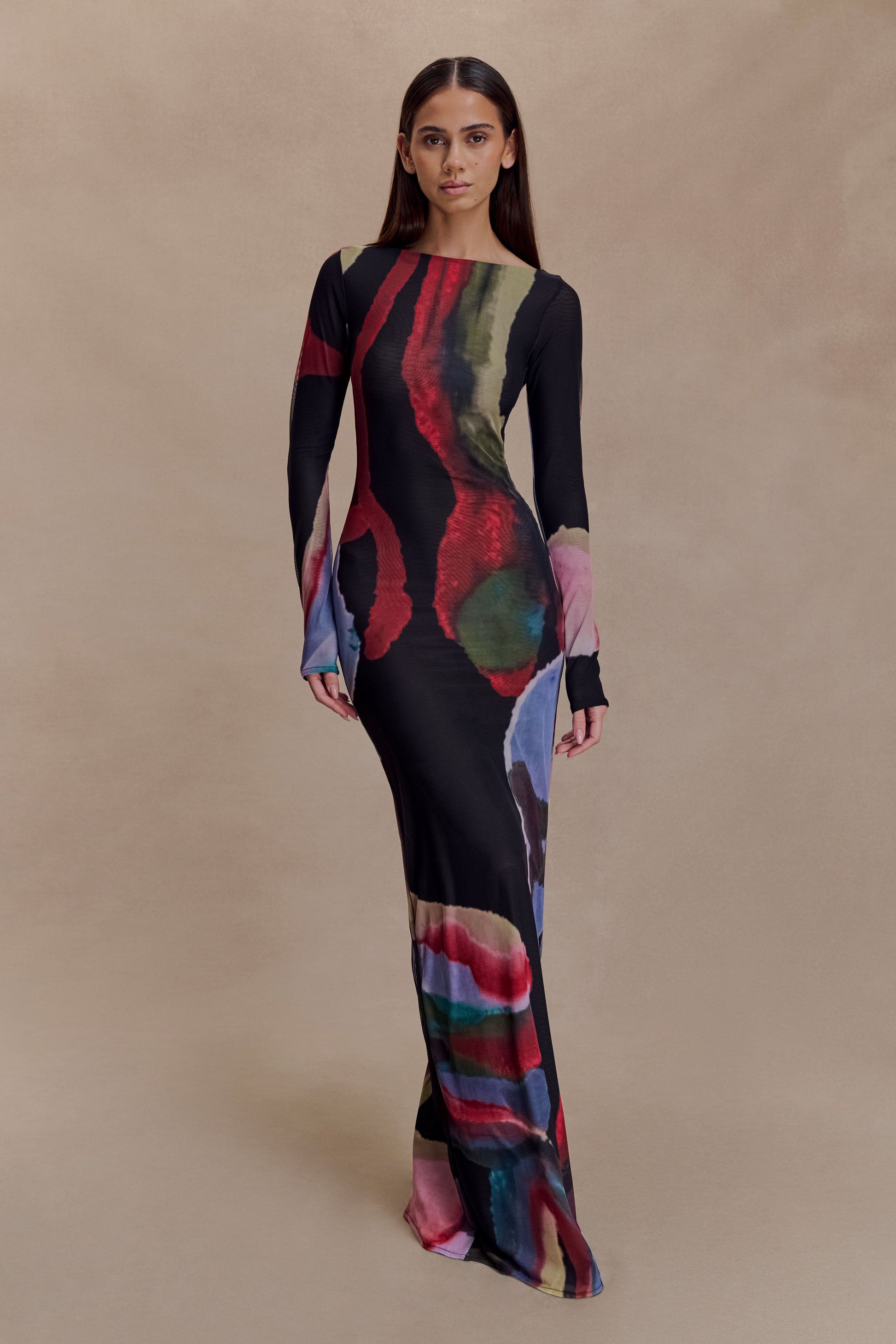 Soraya Long Sleeve Mesh Maxi Dress