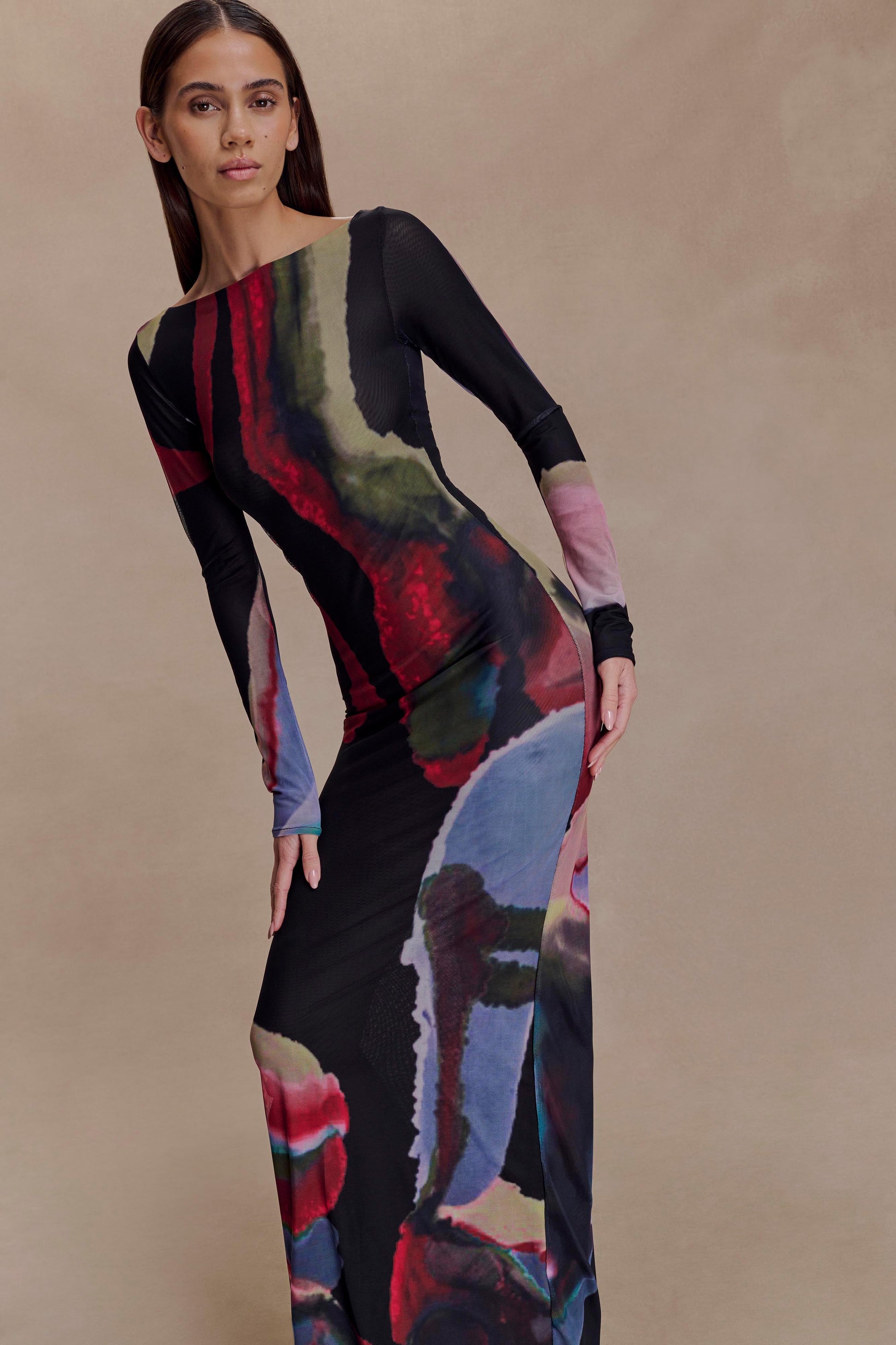 Soraya Long Sleeve Mesh Maxi Dress