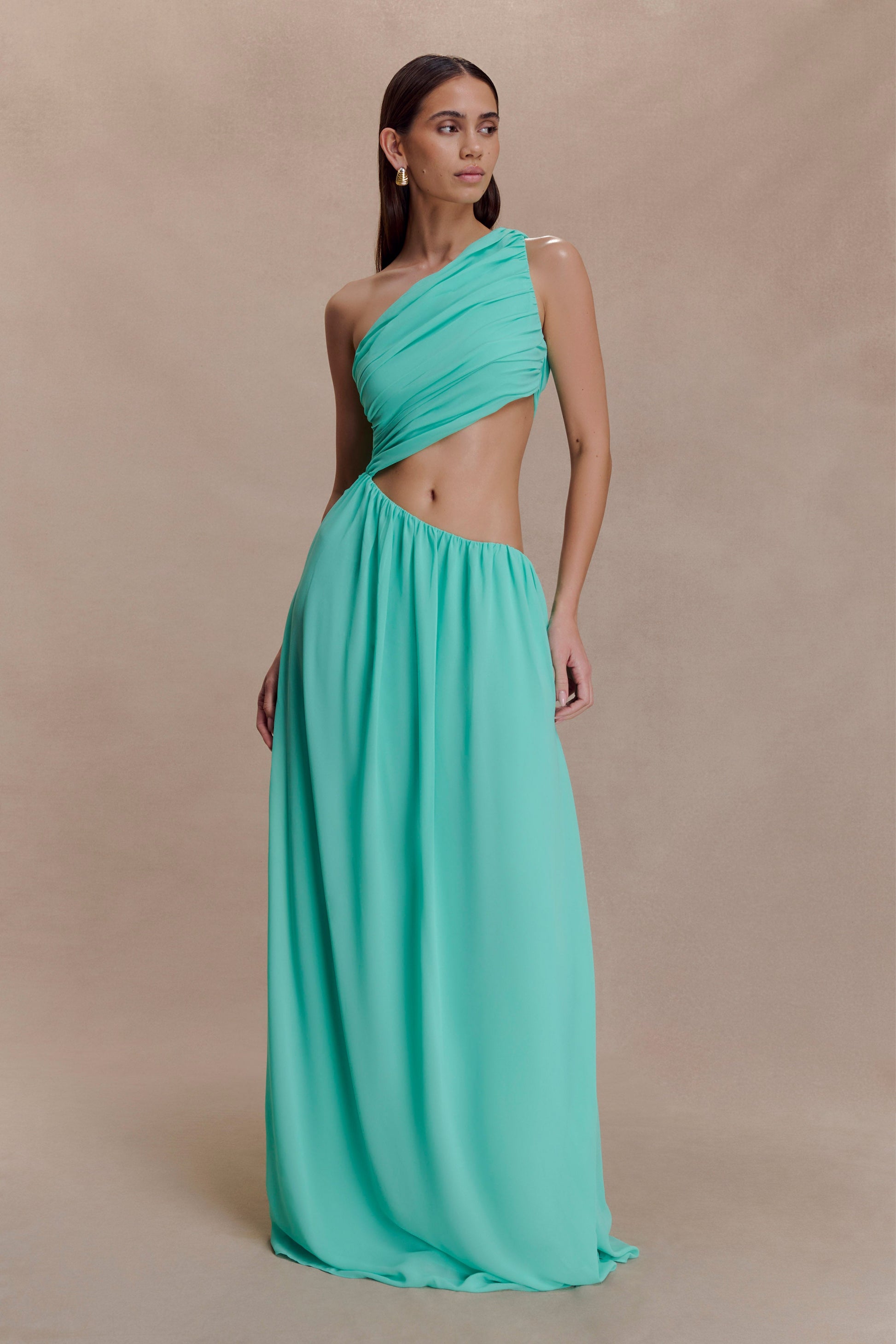 Aria Chiffon Cut Out Maxi Dress - Lagoon #5