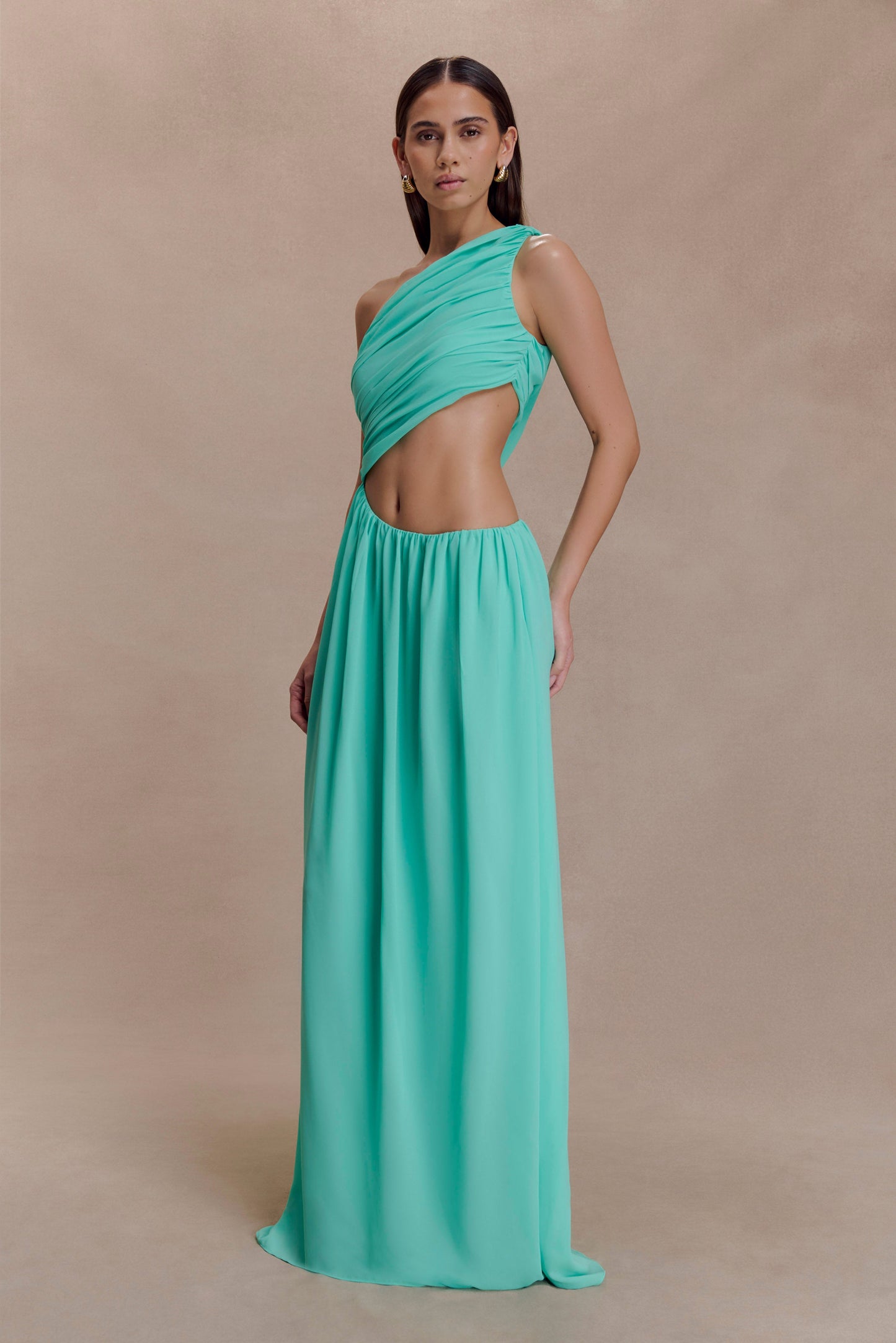Aria Chiffon Cut Out Maxi Dress - Lagoon