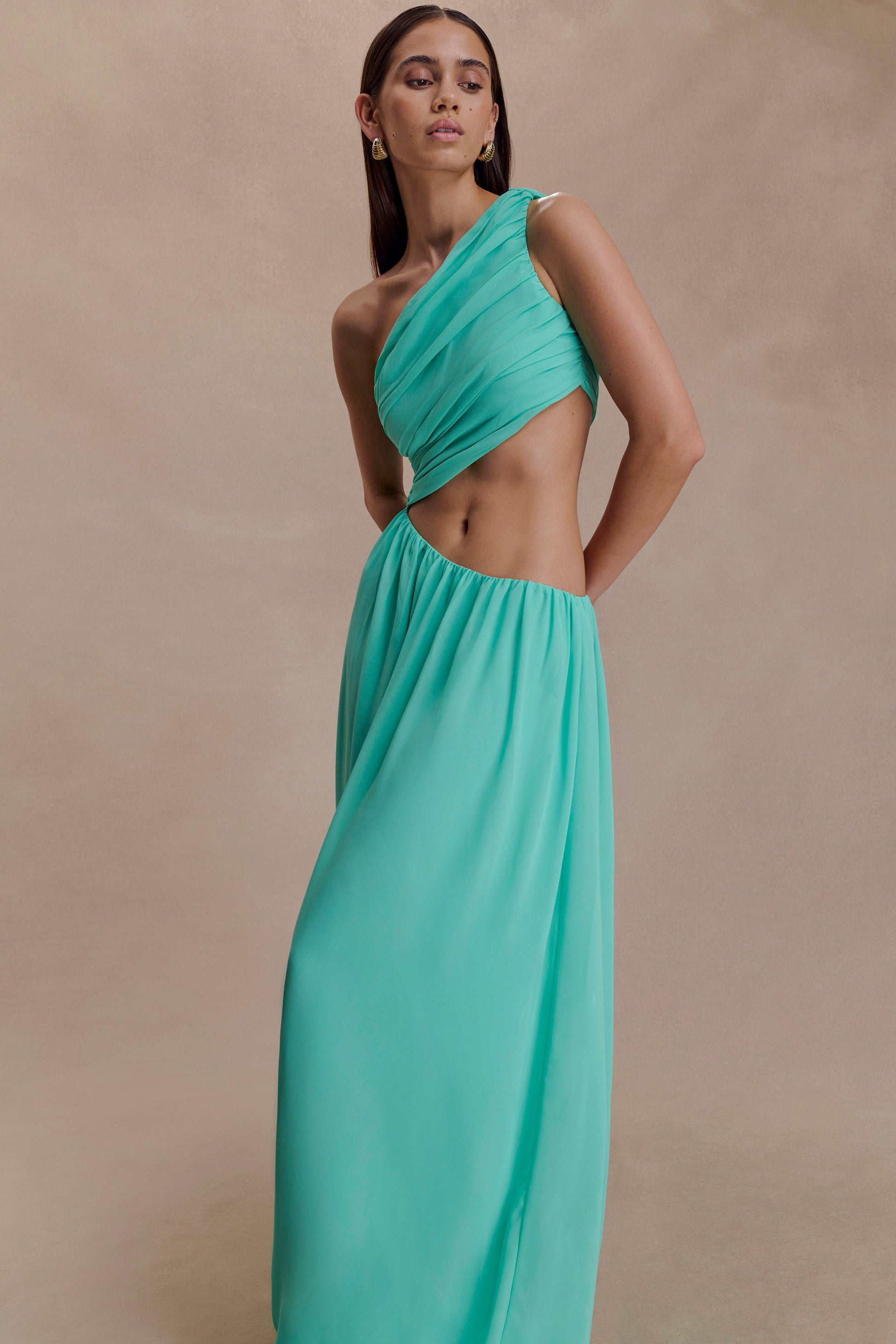 Aria Chiffon Cut Out Maxi Dress - Lagoon #3