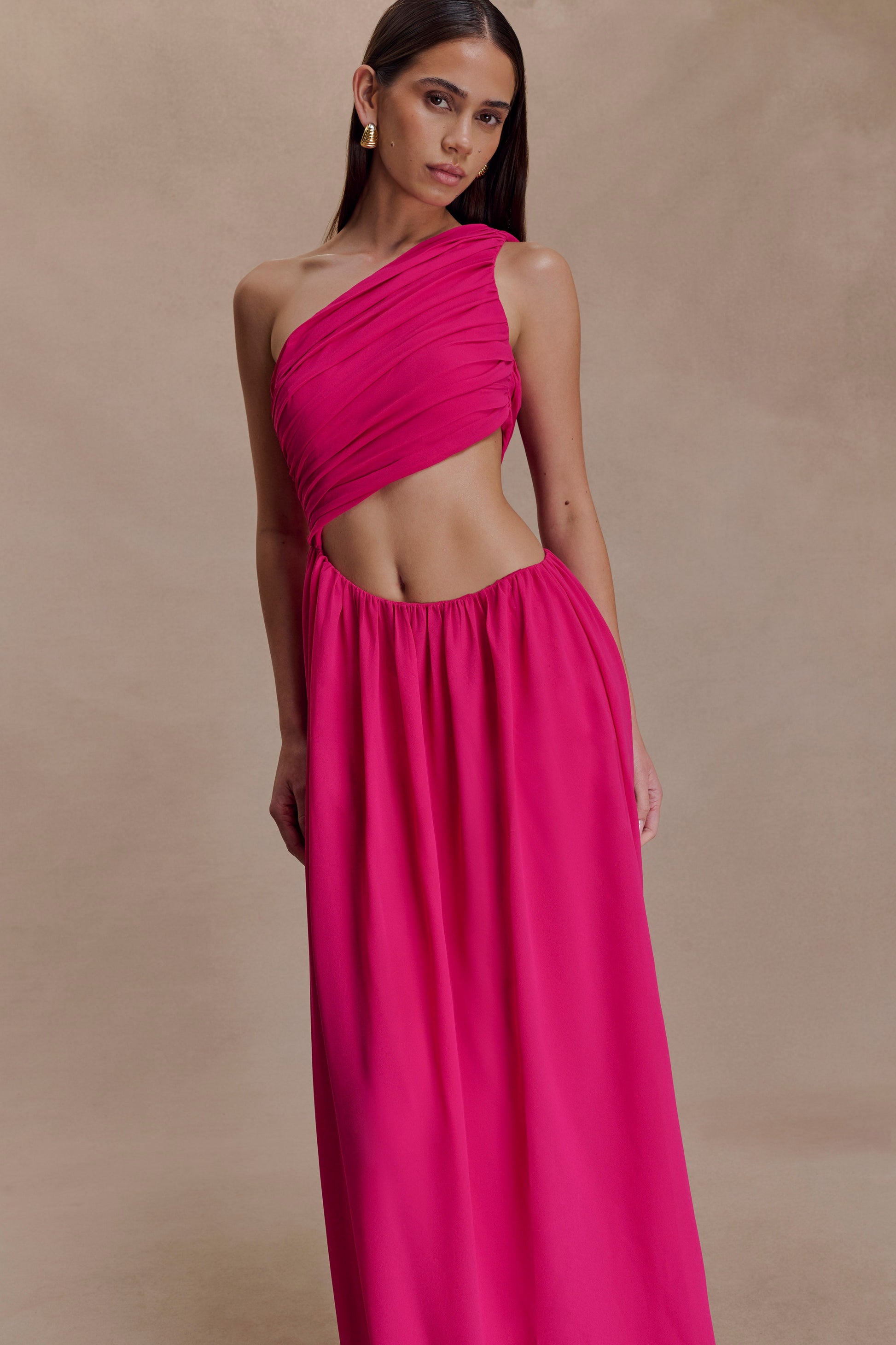 Aria Chiffon Cut Out Maxi Dress - Fuchsia #8