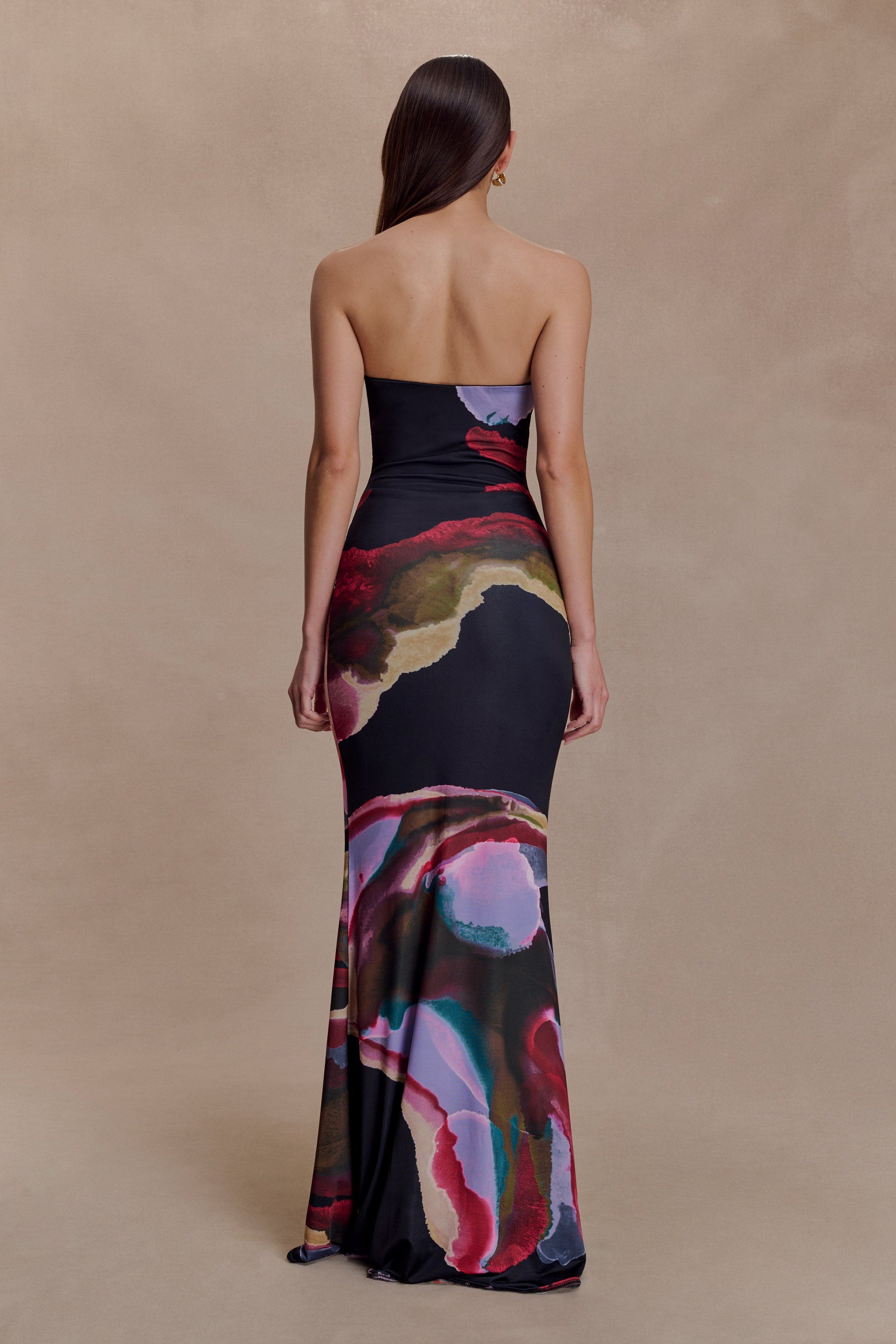 Madison Strapless Slinky Maxi Dress - Multi Fluid Reverie Print XXS Madison Strapless Slinky Maxi Dress - Multi Fluid Reverie Print XXS