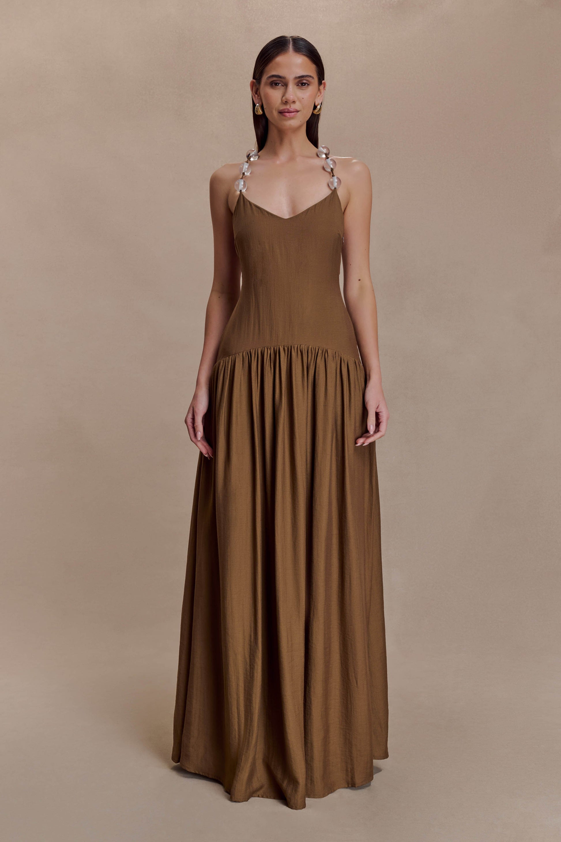 Darling Linen Maxi Dress - Chocolate