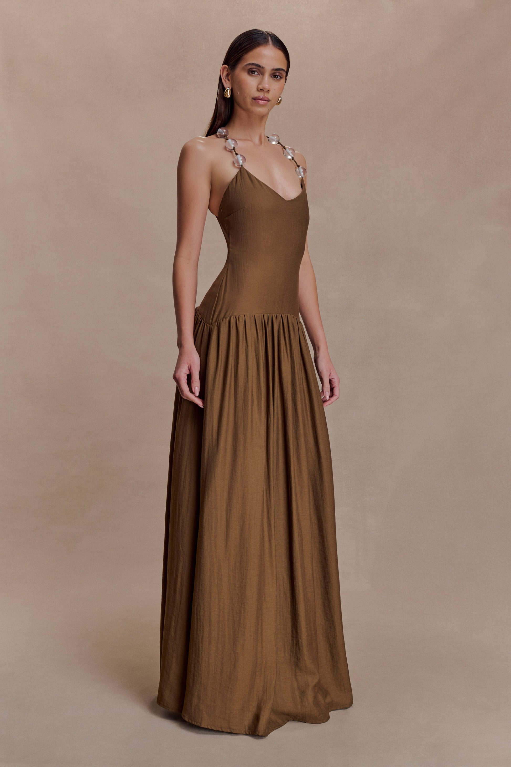 Darling Linen Maxi Dress - Chocolate #3