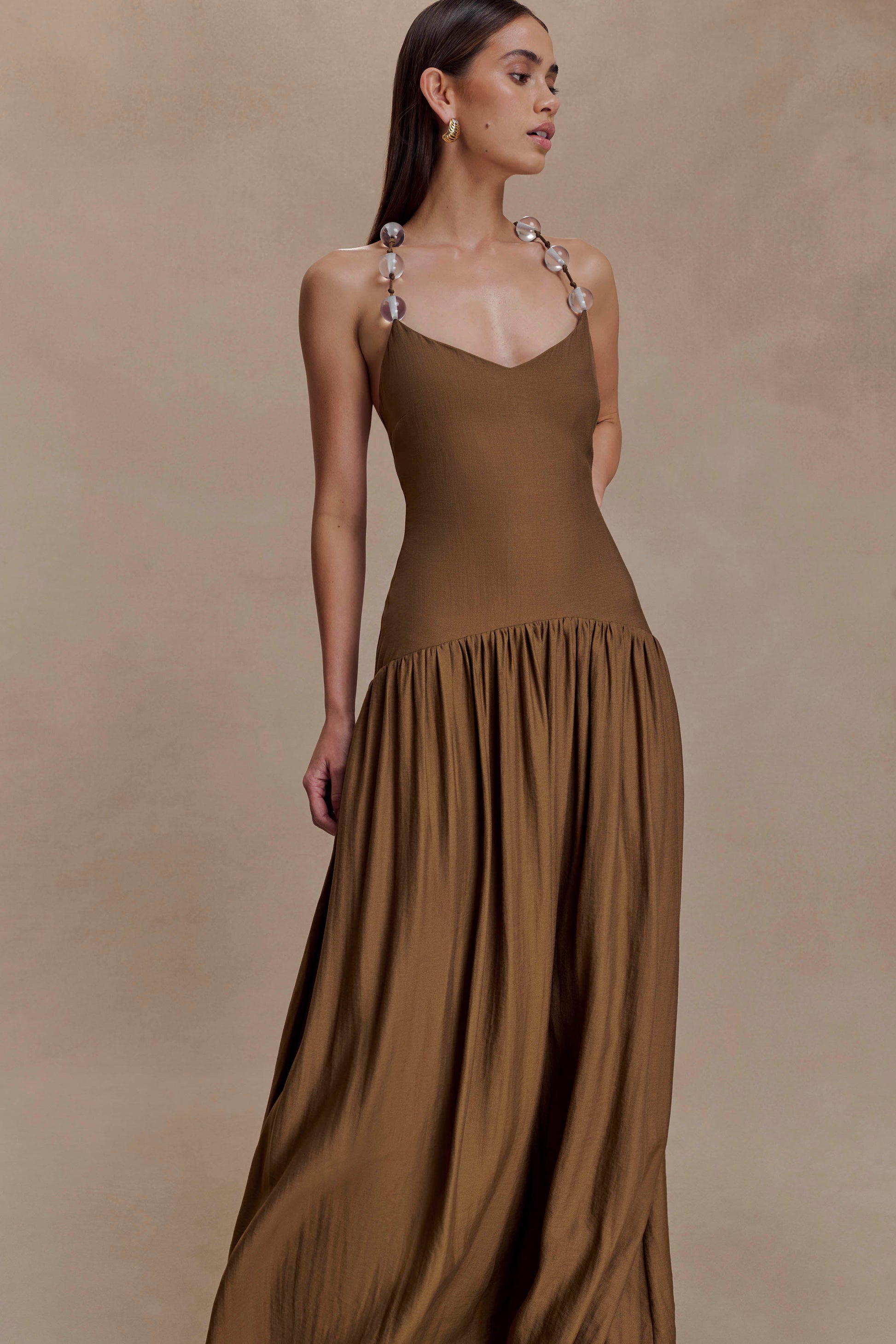 Darling Linen Maxi Dress / Chocolate | MESHKI Darling Linen Maxi Dress / Chocolate | MESHKI