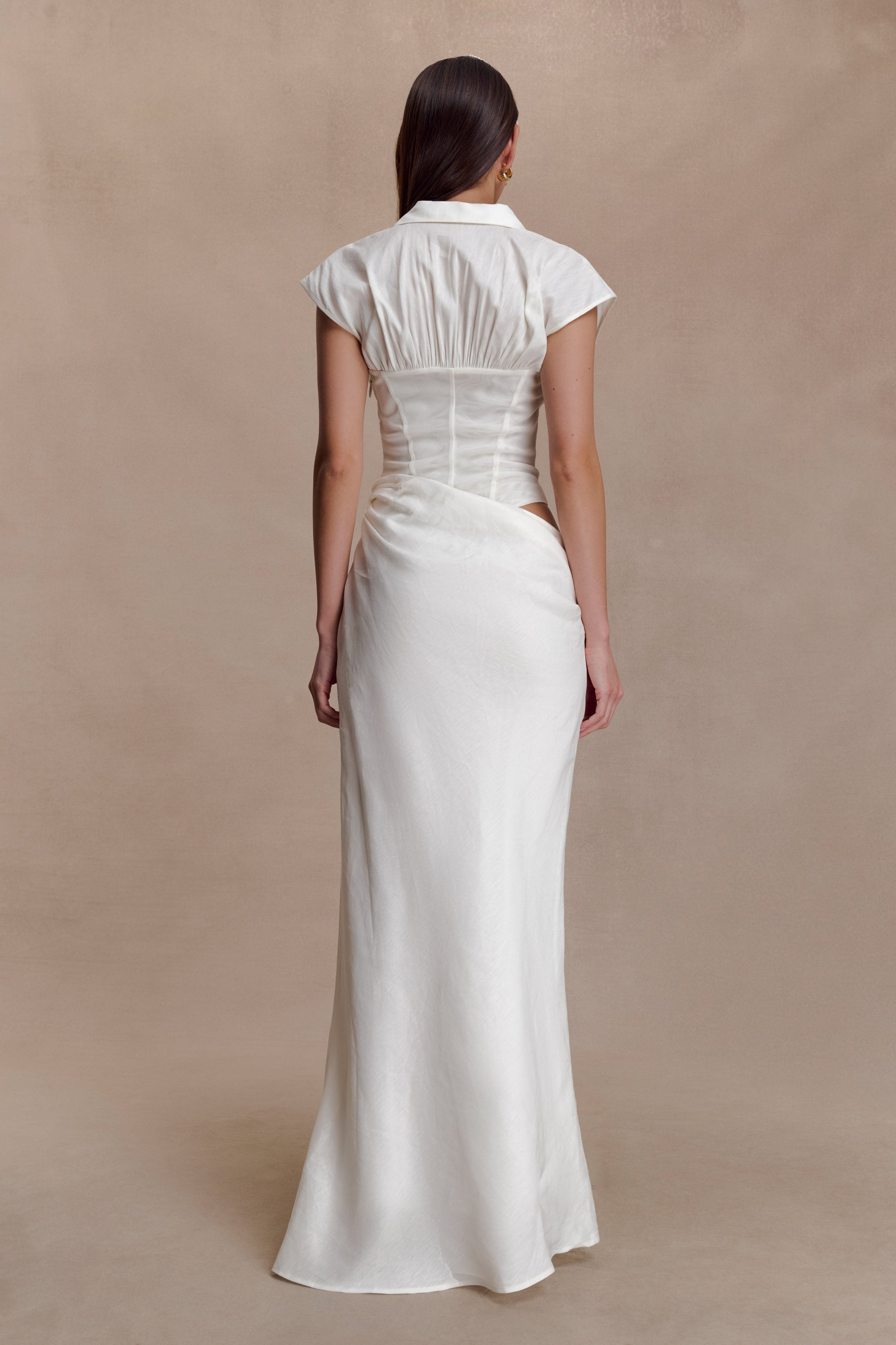 Saphira Shirt Corset Maxi Dress / White | MESHKI | L Saphira Shirt Corset Maxi Dress / White | MESHKI | L