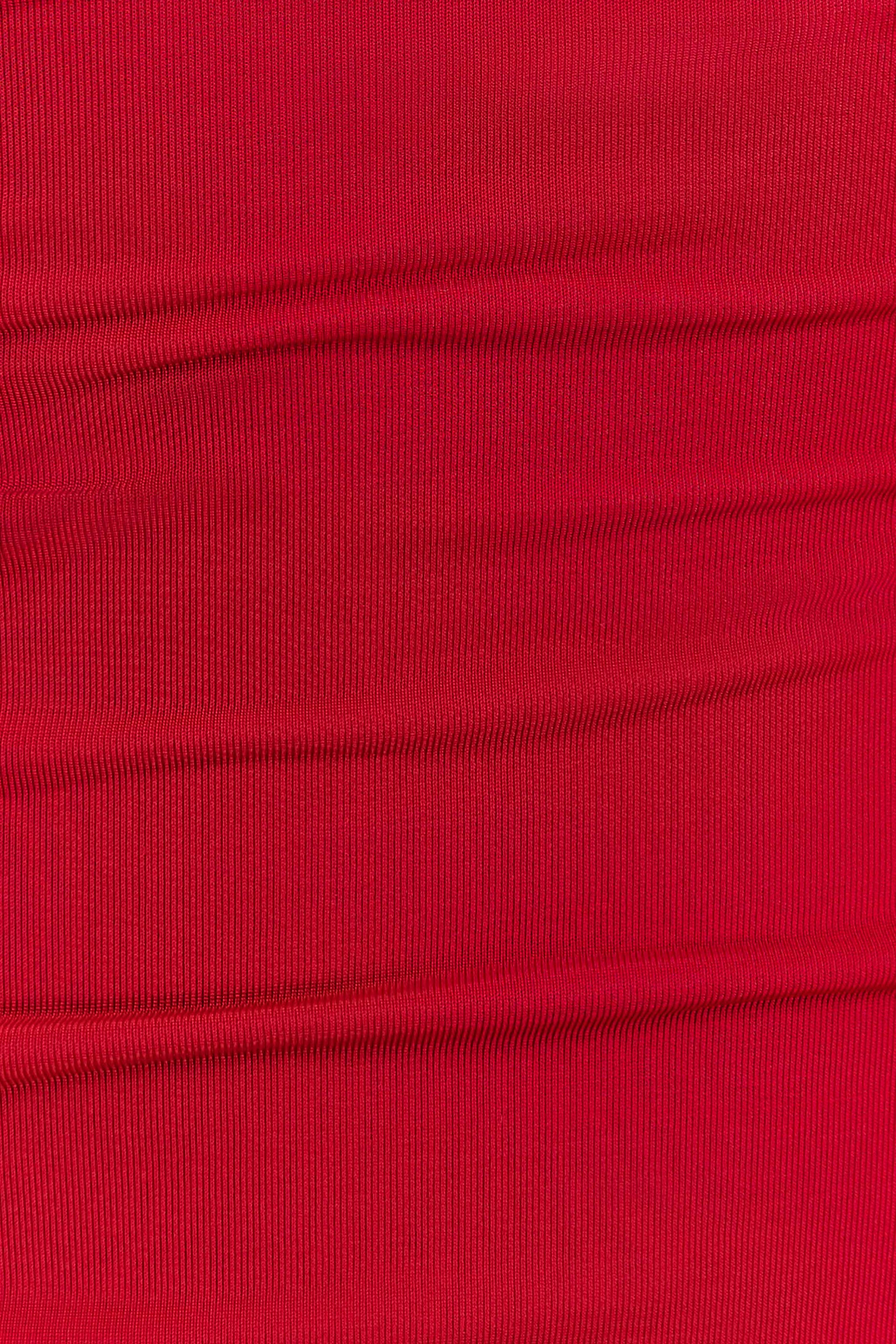 Mattea Slinky And Mesh Mini Dress With Scarf - Red #6