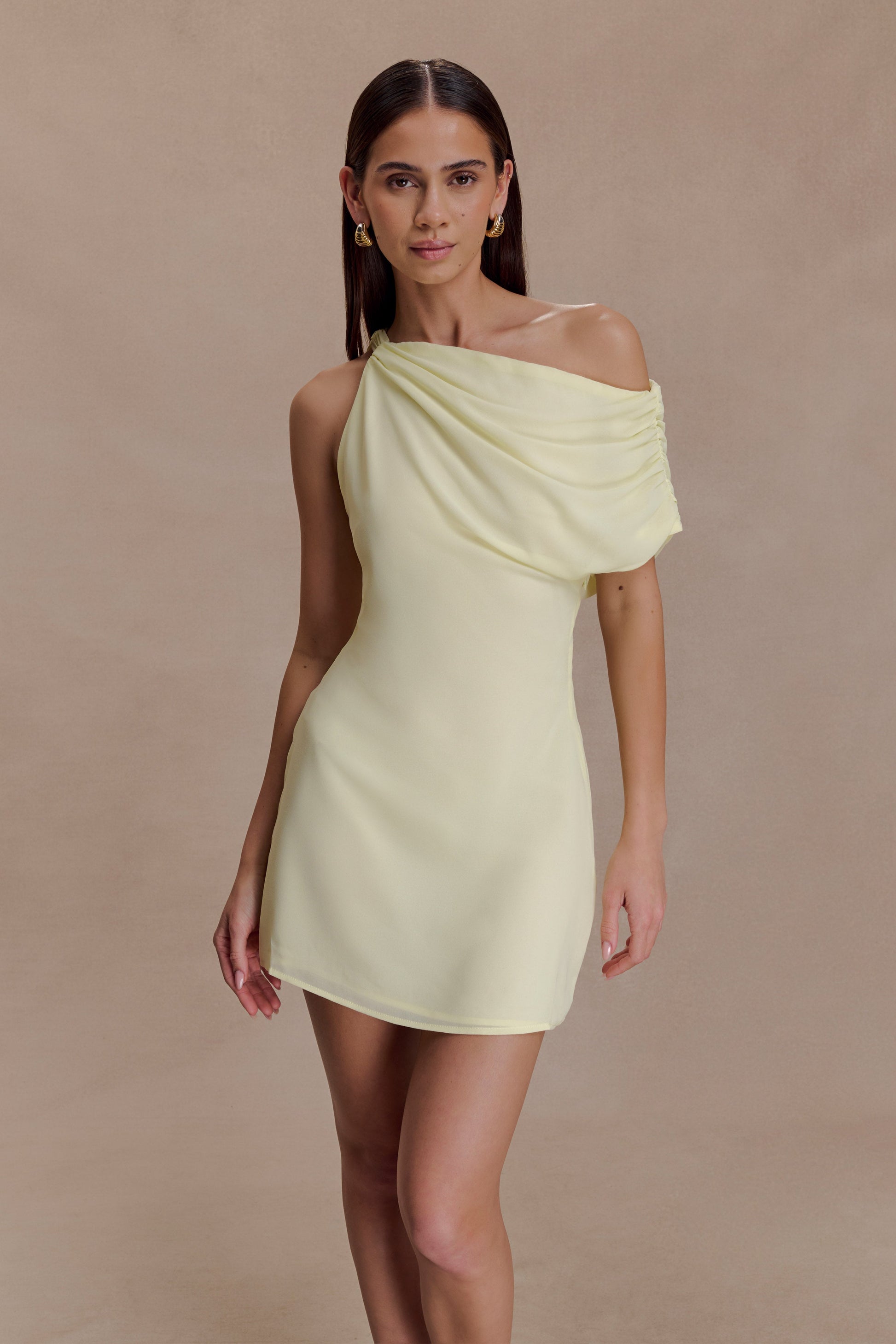Daisie Chiffon Mini Dress - Lemon #9