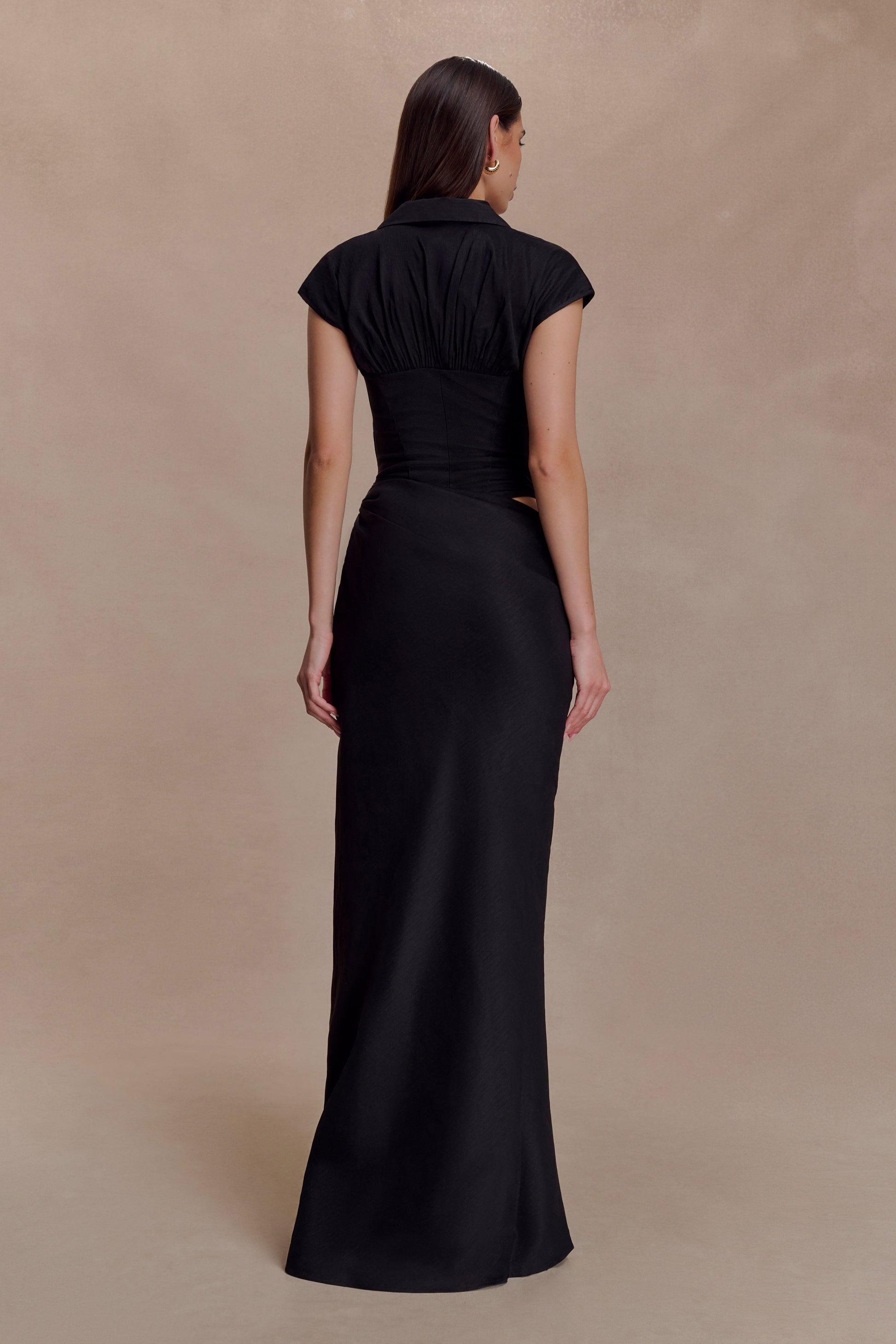 Saphira Shirt Corset Maxi Dress - Black #6