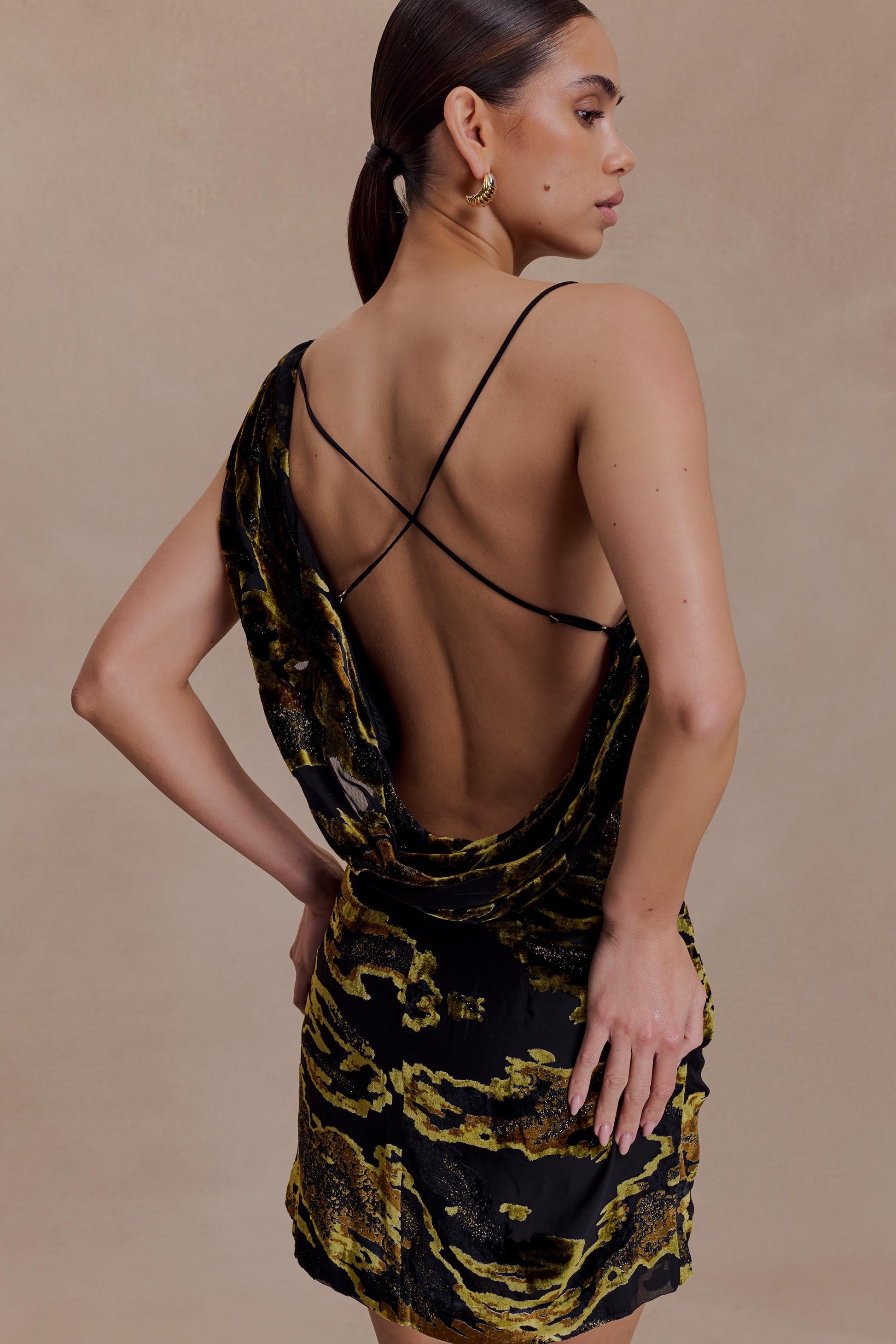 Ayana Cross Back Mini Dress / Velvet Burnout | MESHKI