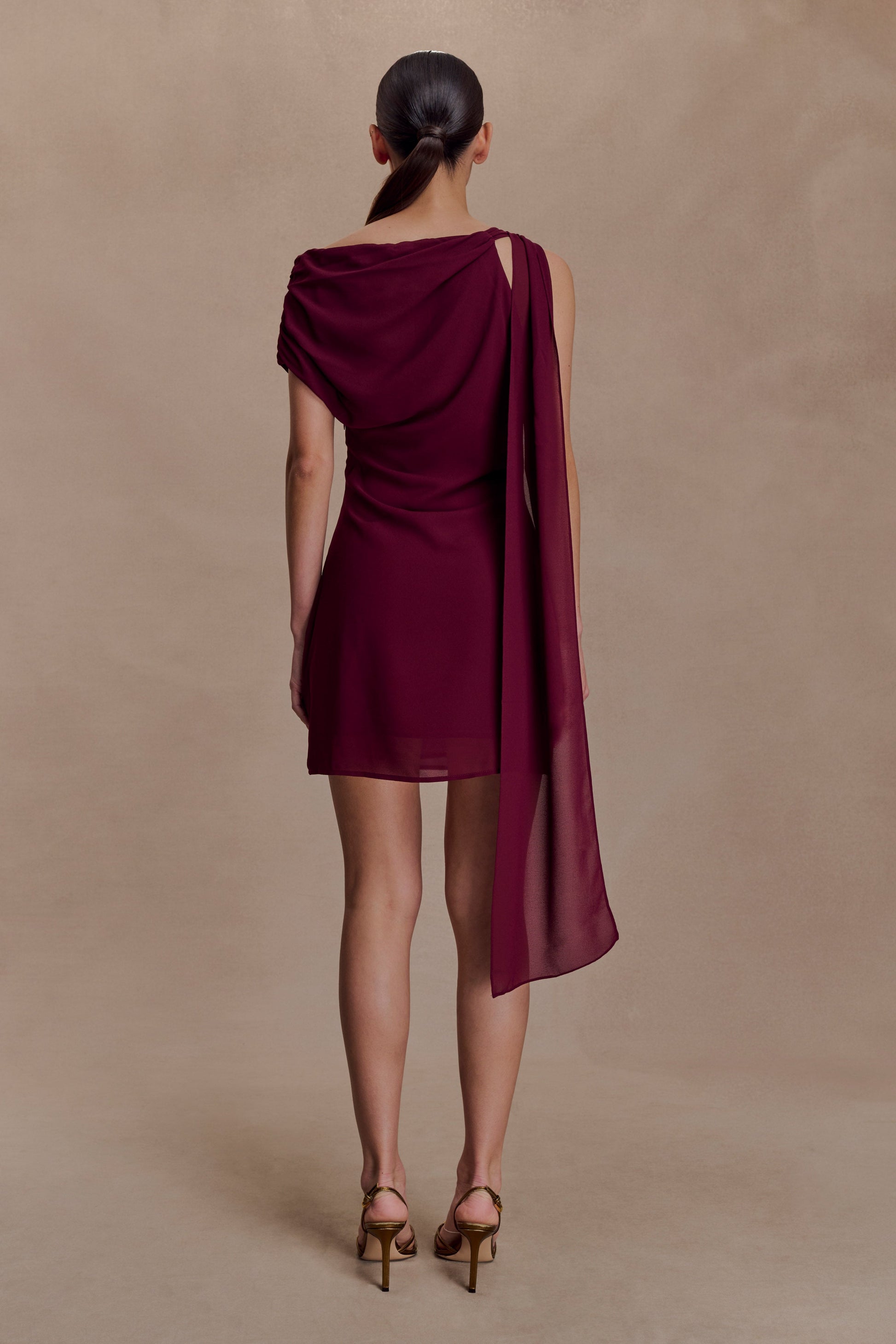 Daisie Chiffon Mini Dress / Wine | MESHKI